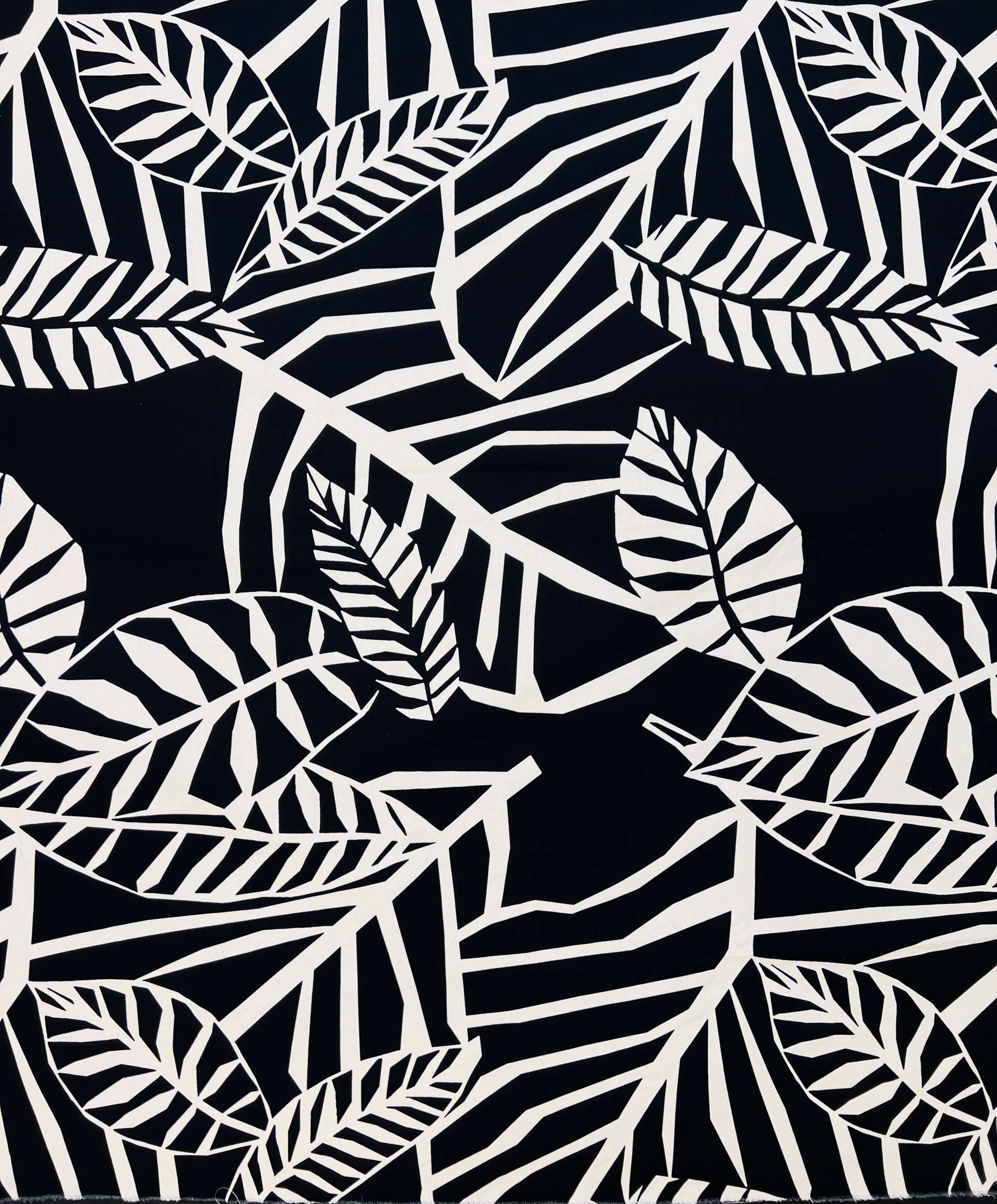 Printed Viscose Challis in Black & Ivory in Over Size Motif