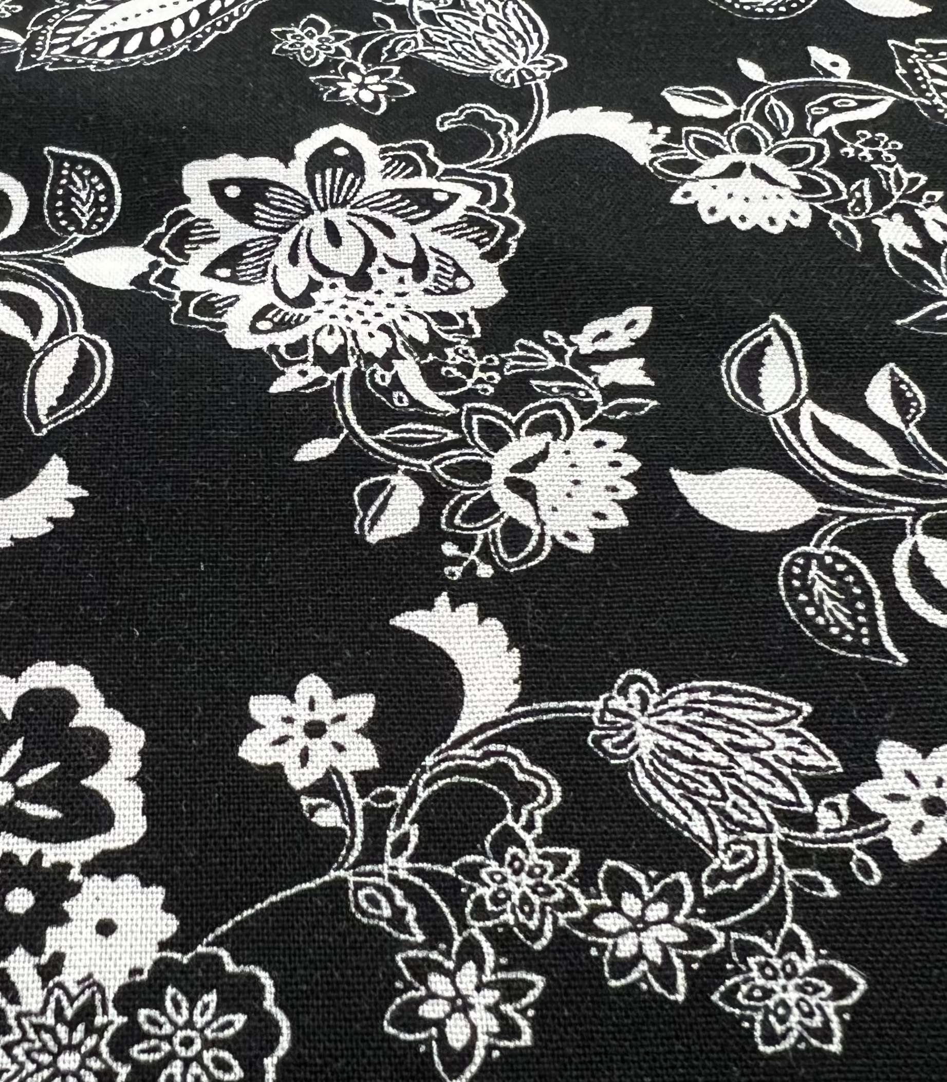 Printed Viscose Challis in Black & White 
