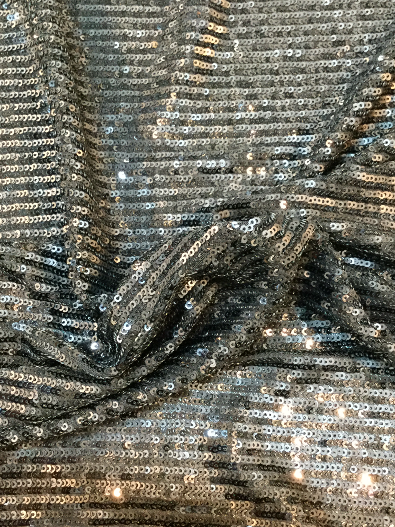 Matte and Shiny Mini Sequins on Stretch Tulle in Black