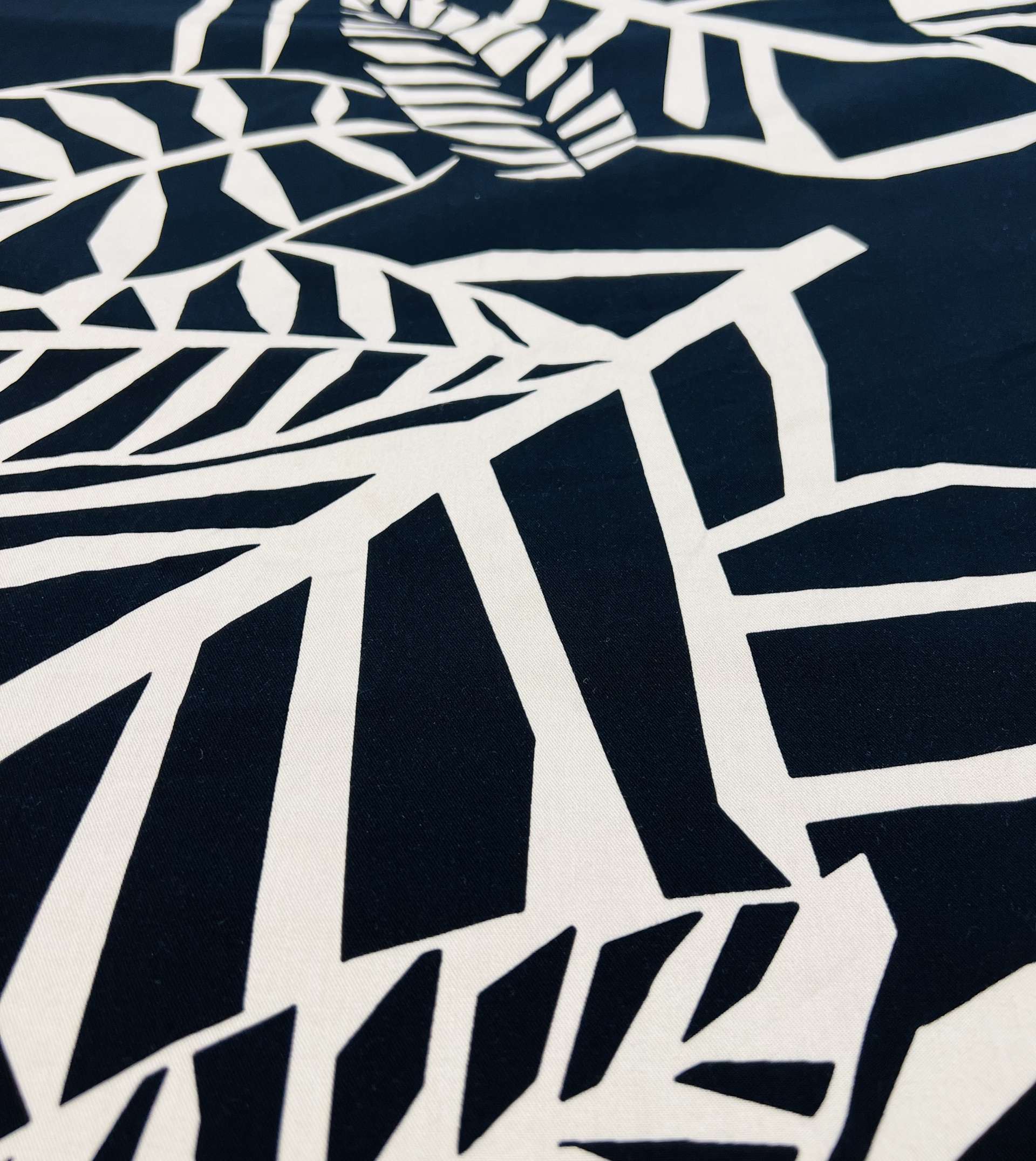 Printed Viscose Challis in Black & Ivory in Over Size Motif