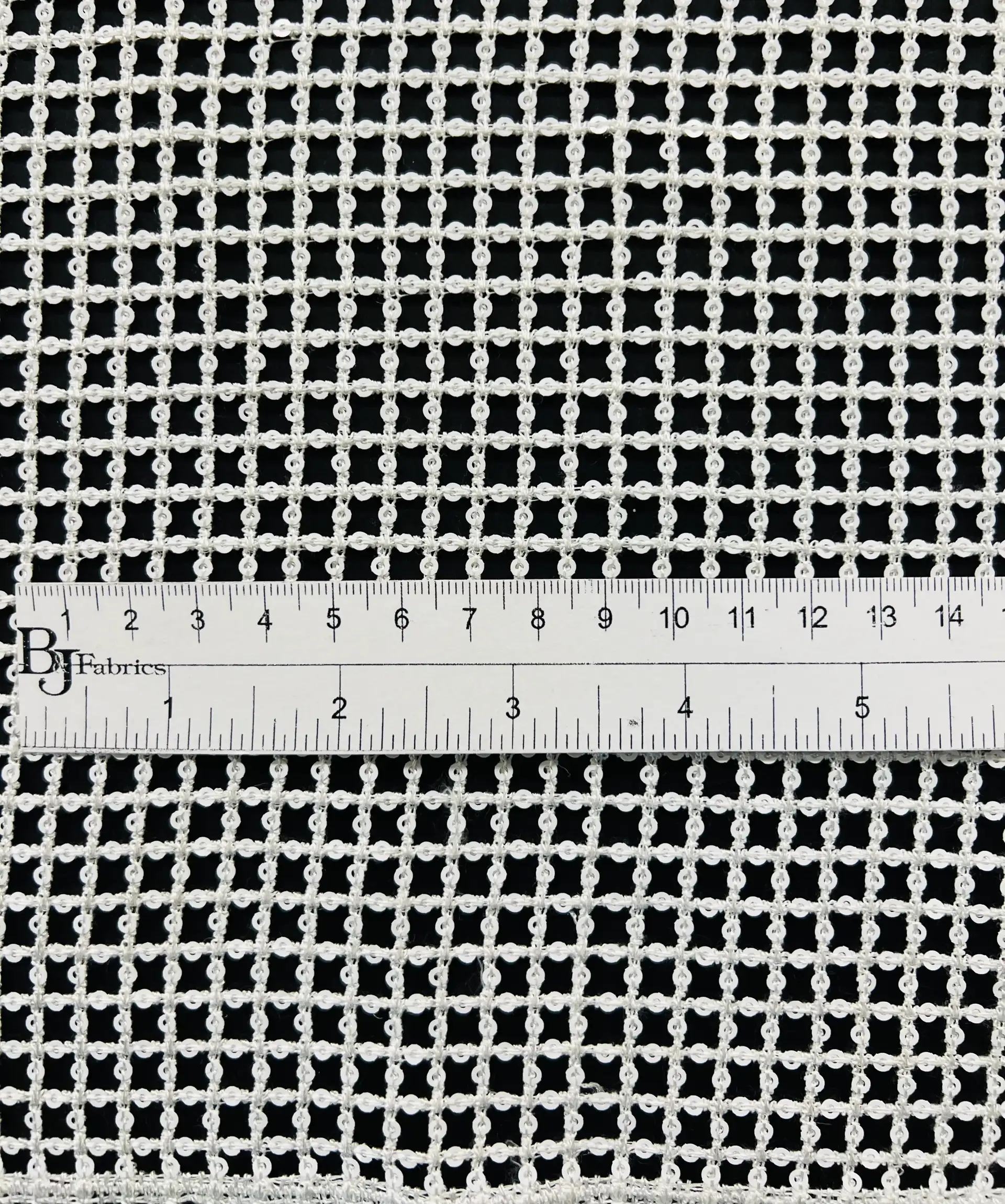 Micro Sequins Nylon Crochet Mesh in White