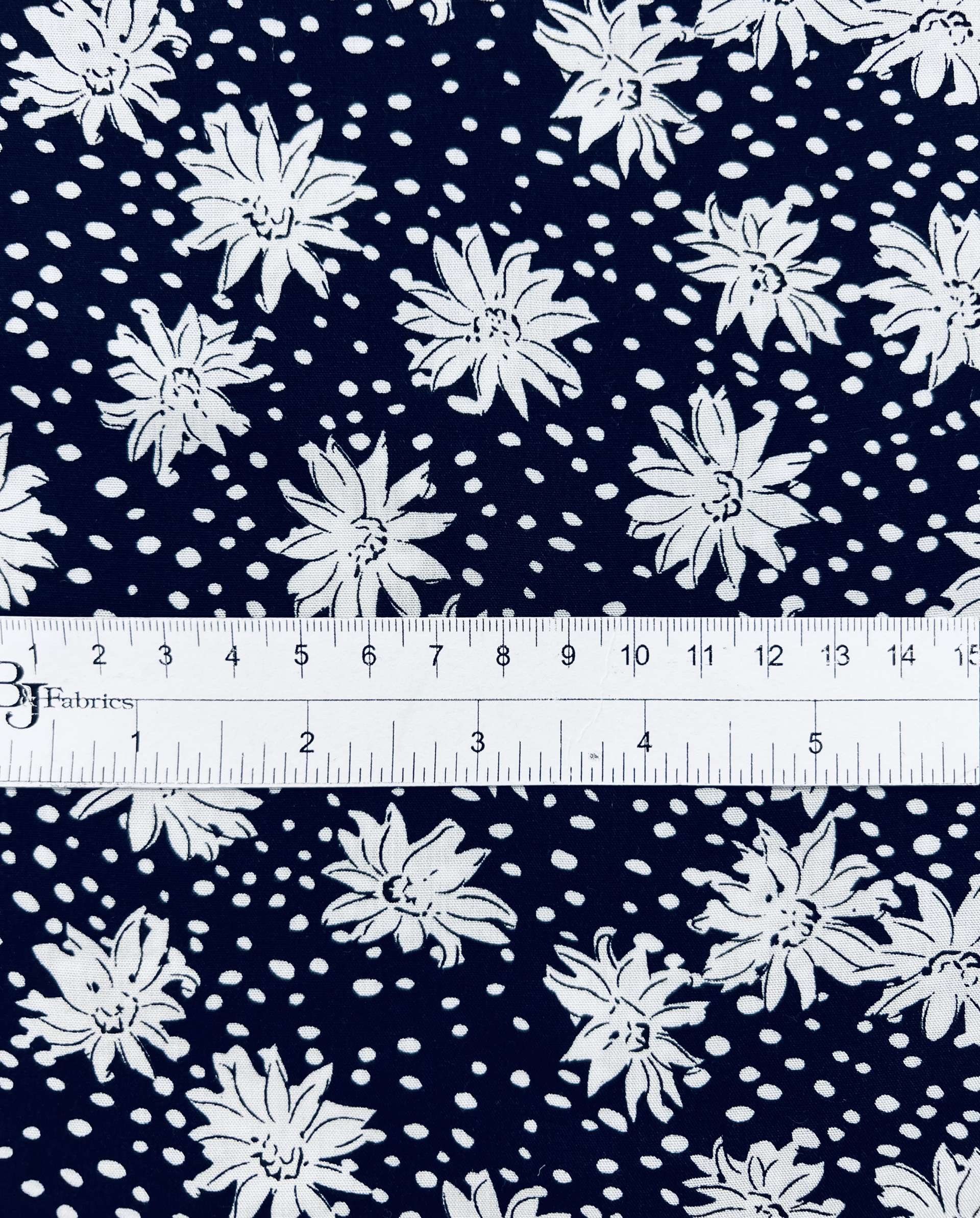 Printed Viscose Challis in Navy & White 