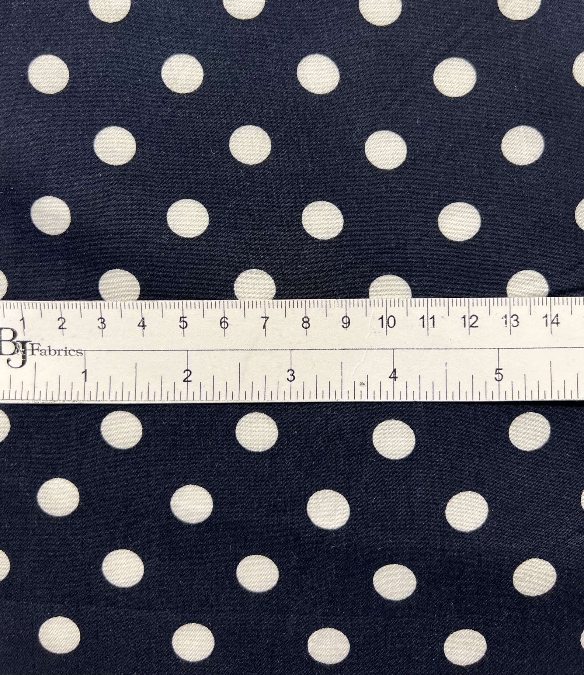 Printed Viscose Challis in Navy & White 1/2" Dots