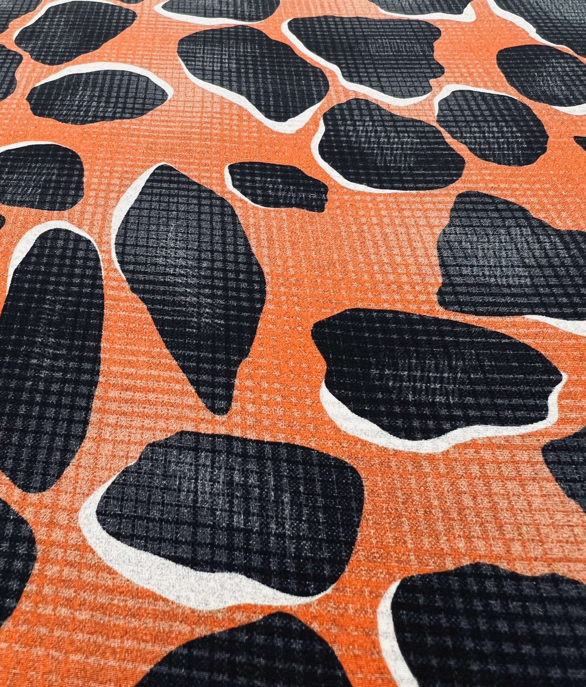 Printed Stretch Silk Charmeuse on Rust Ground