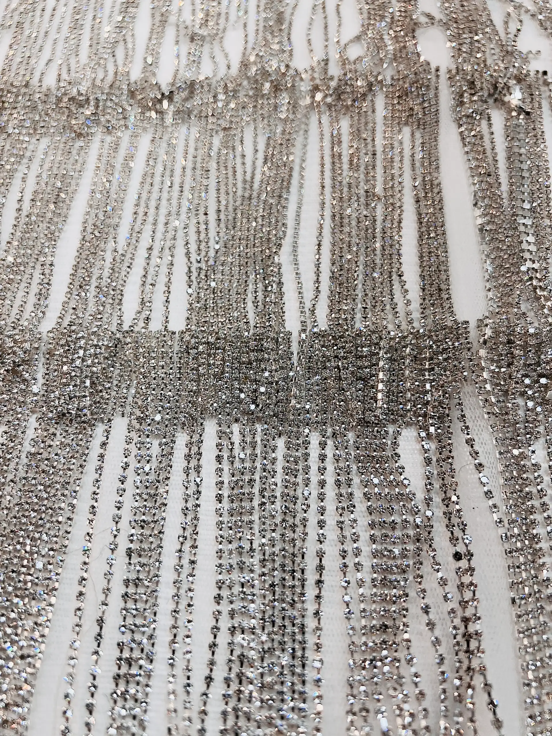 Couture Hand Sewn Crystal Fringe on Double Layers Tulle