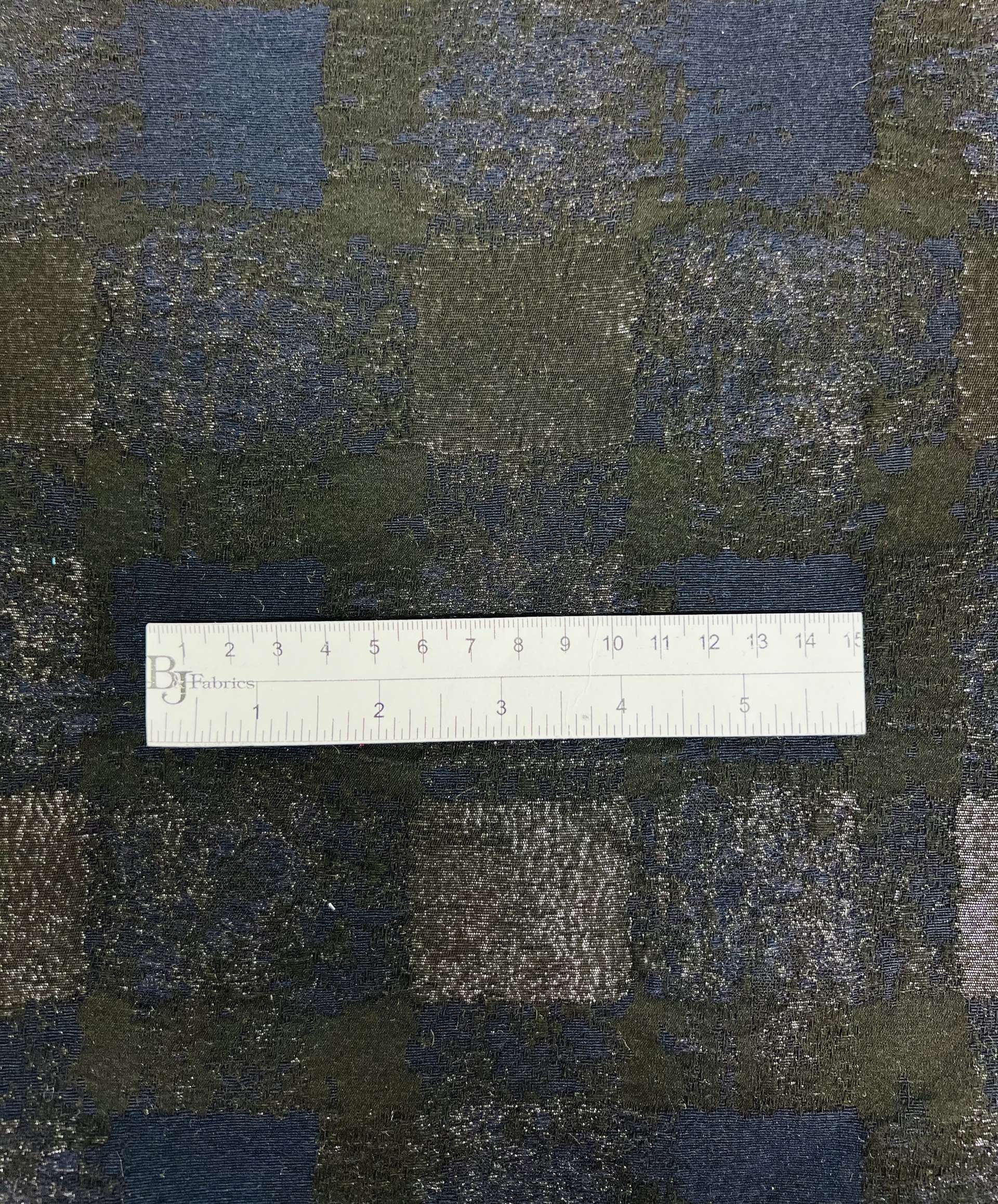 Abstract Check Brocade in Metallic Navy/Black