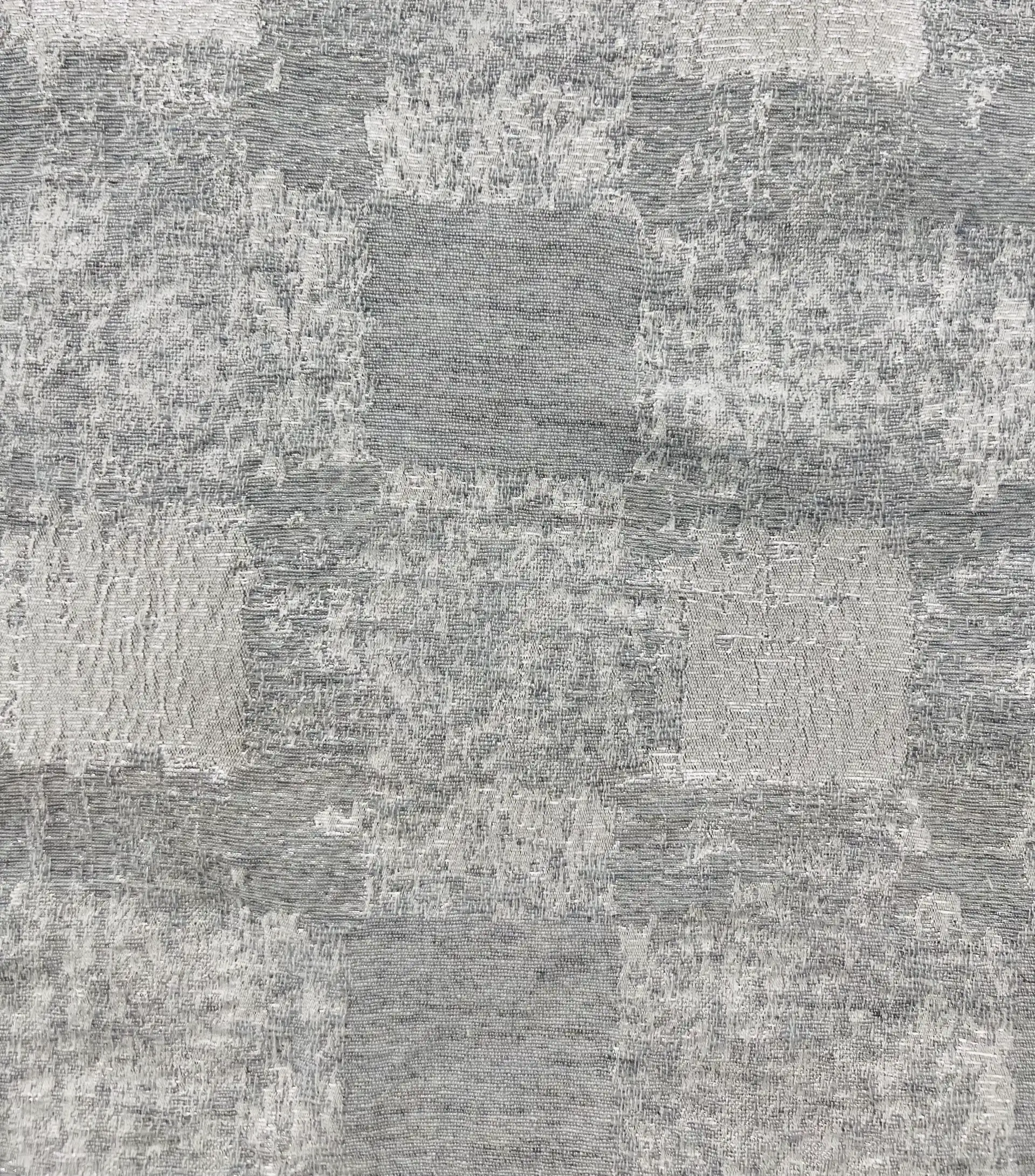 Abstract Check Brocade in White/silver Metallic