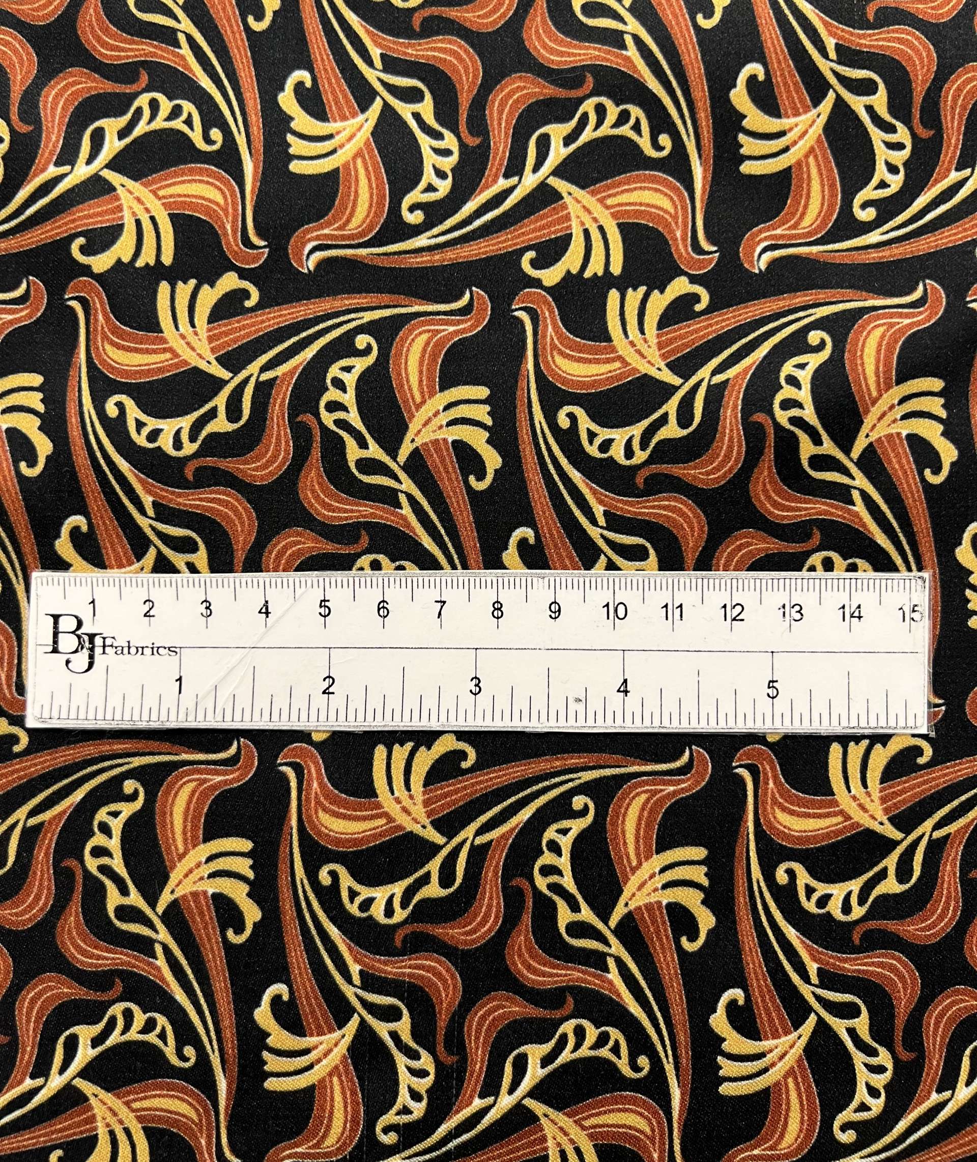 Printed Viscose Sateen Challis on Black Ground