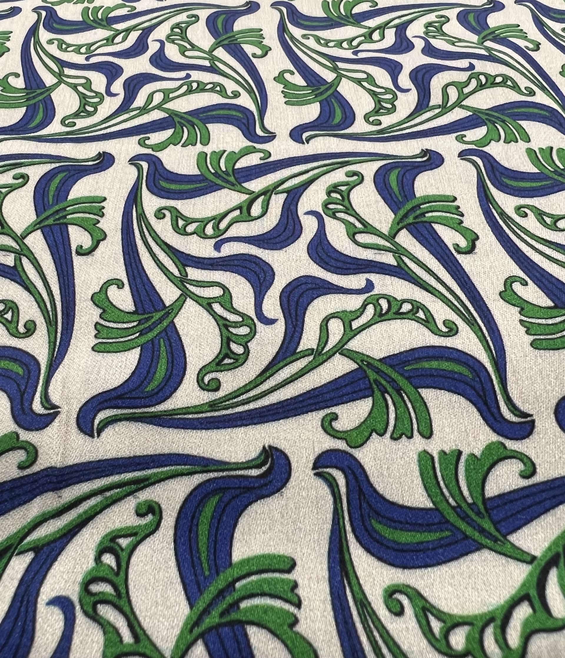 Printed Viscose challis Sateen On Blush Ground