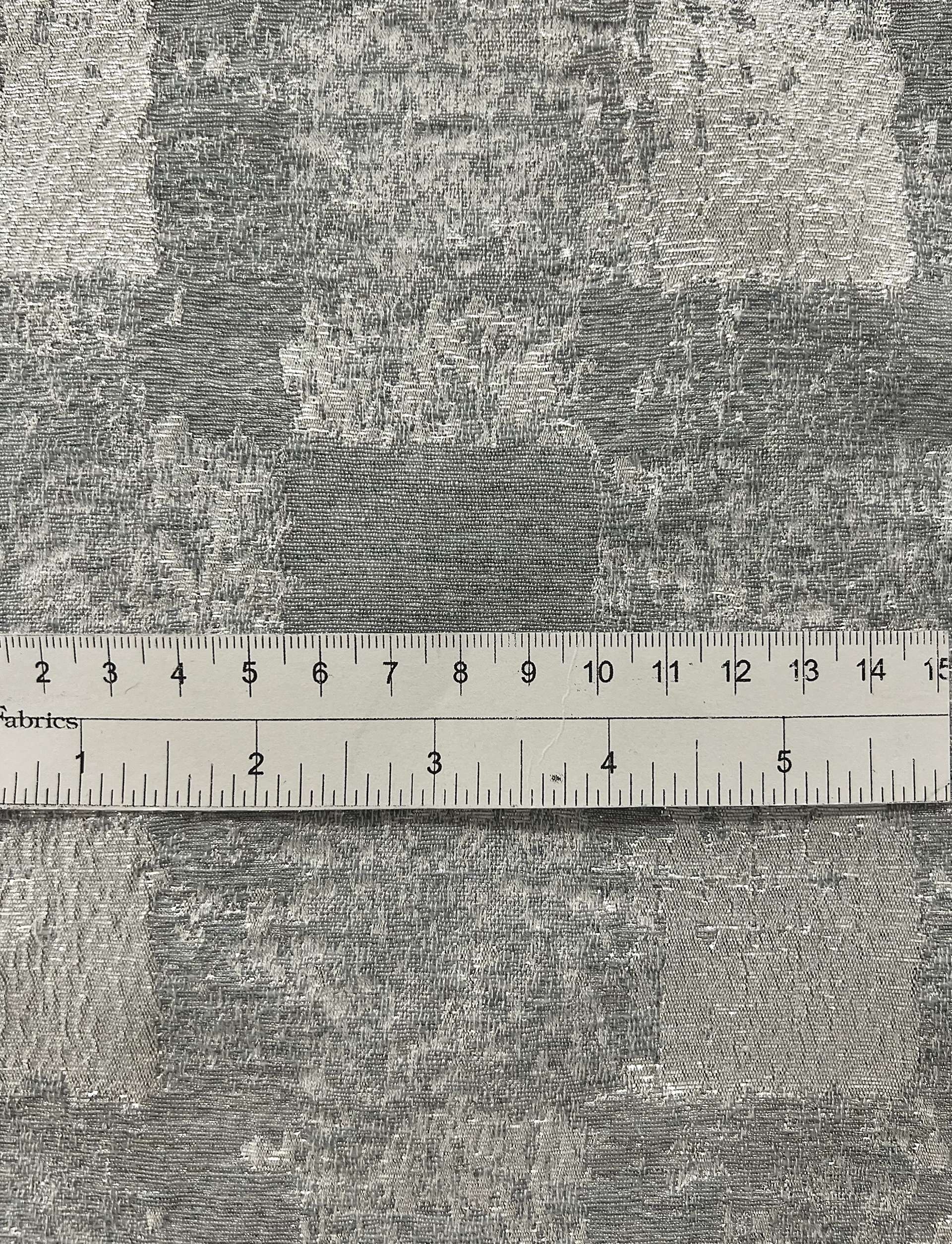 Abstract Check Brocade in White/silver Metallic