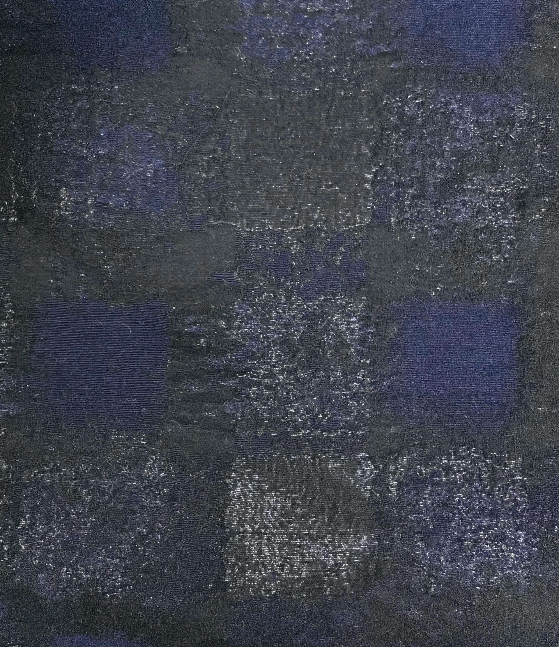 Abstract Check Brocade in Metallic Navy/Black