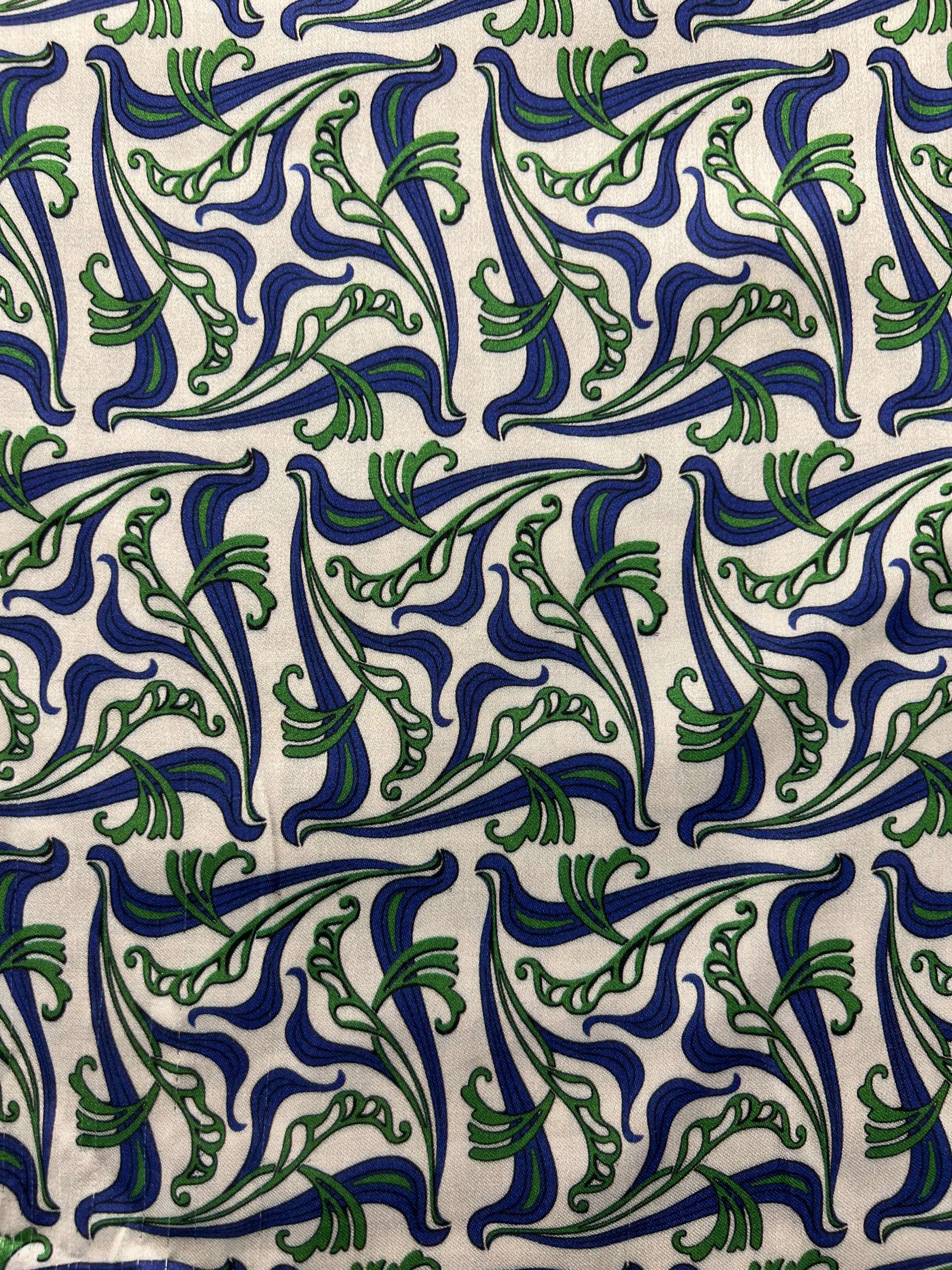 Printed Viscose challis Sateen On Blush Ground