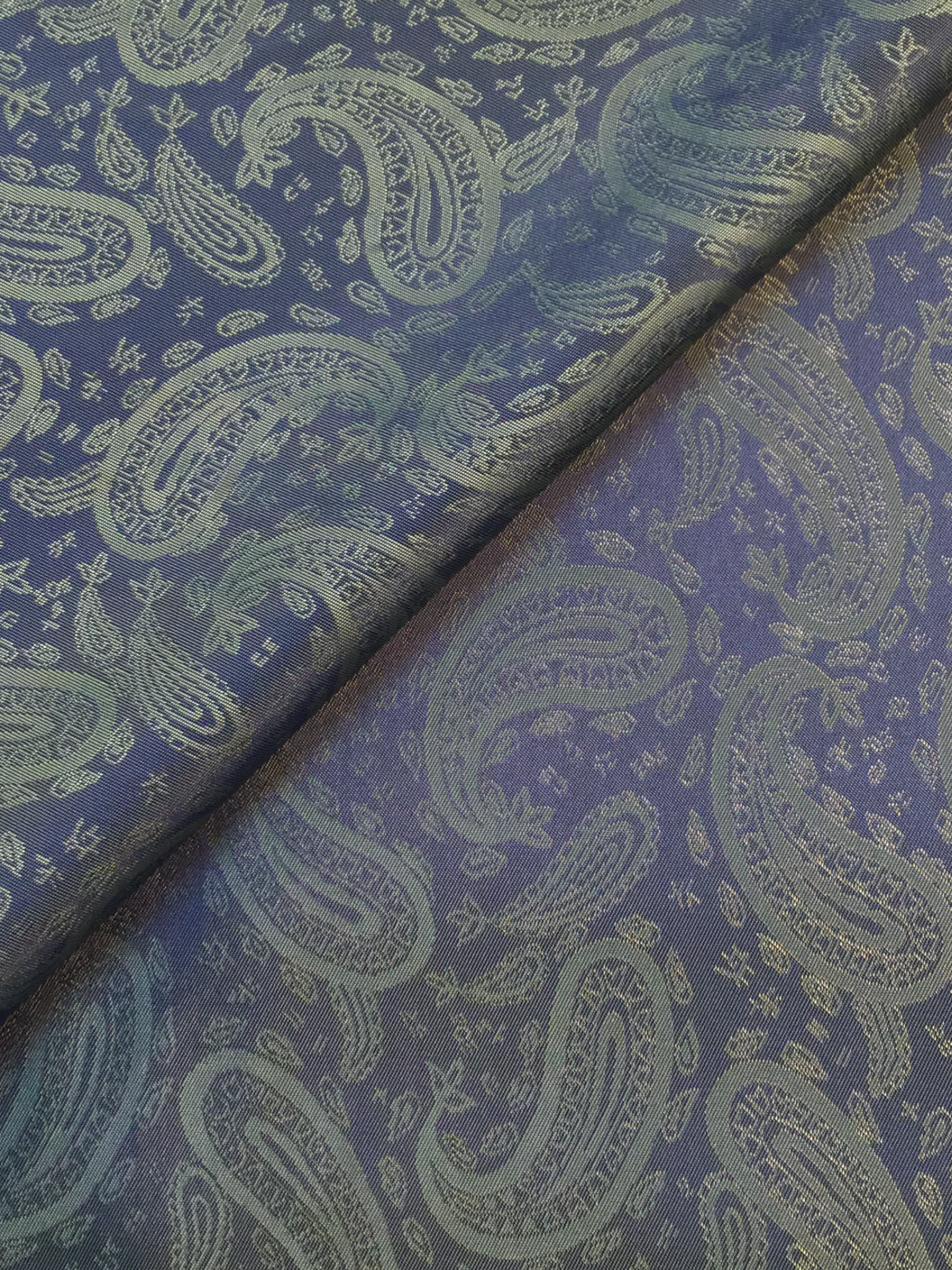 Novelty Jacquard Lining in Green/Cobalt w/ Paisleys