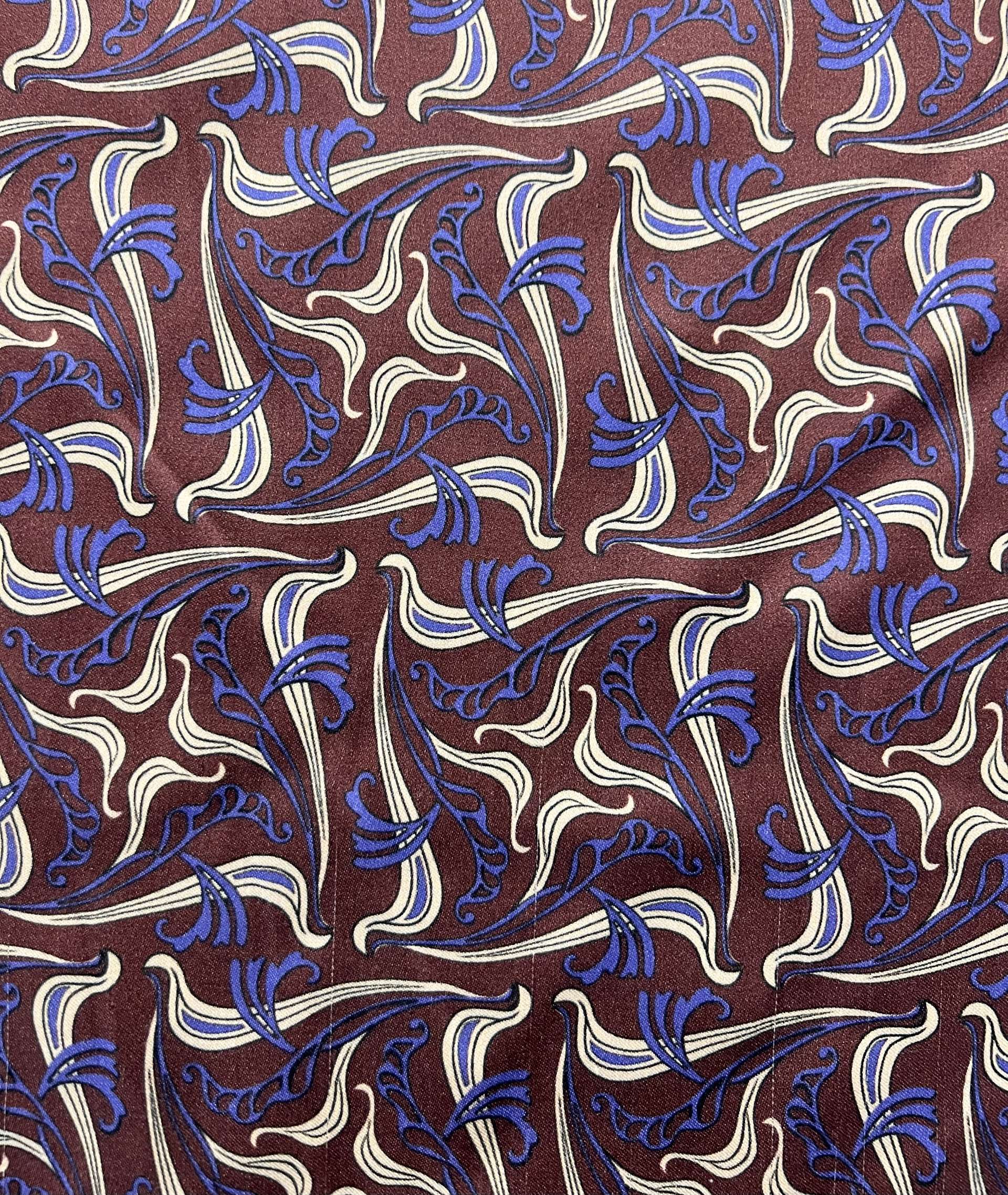 Printed Viscose Challis Sateen On Chocolate Ground