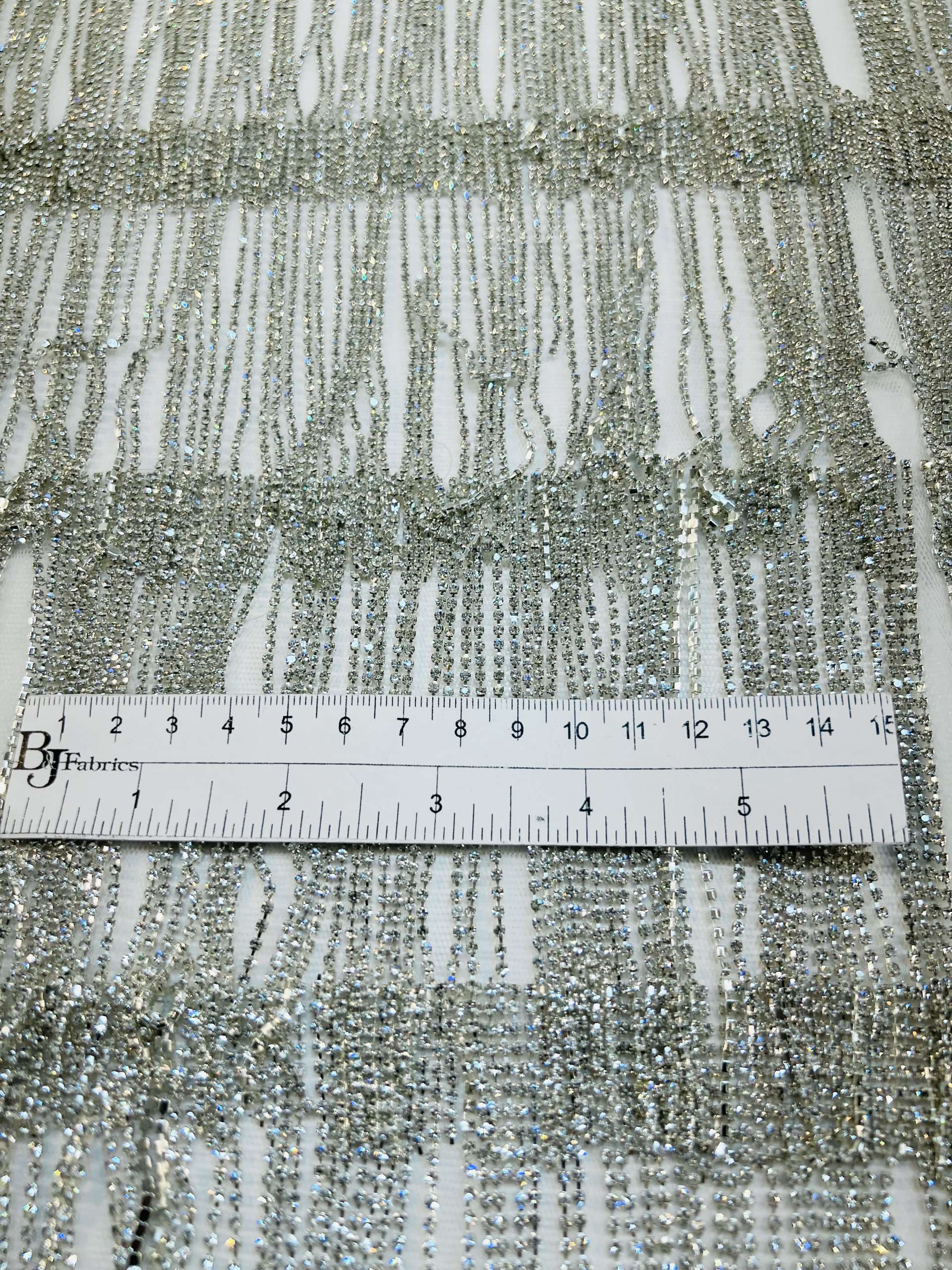 Couture Hand Sewn Crystal Fringe on Double Layers Tulle