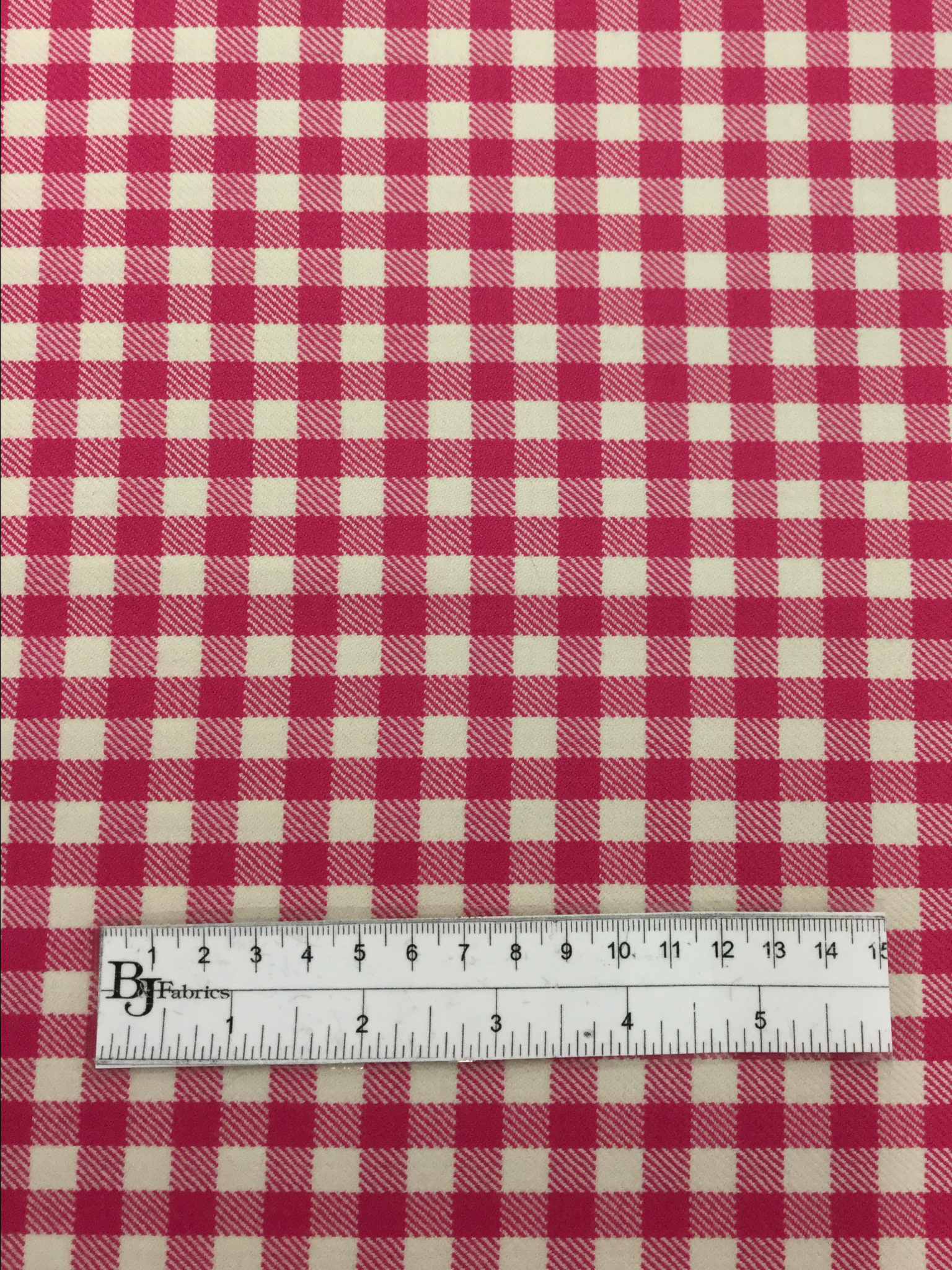 Italian Wool Gingham in Fuchsia White