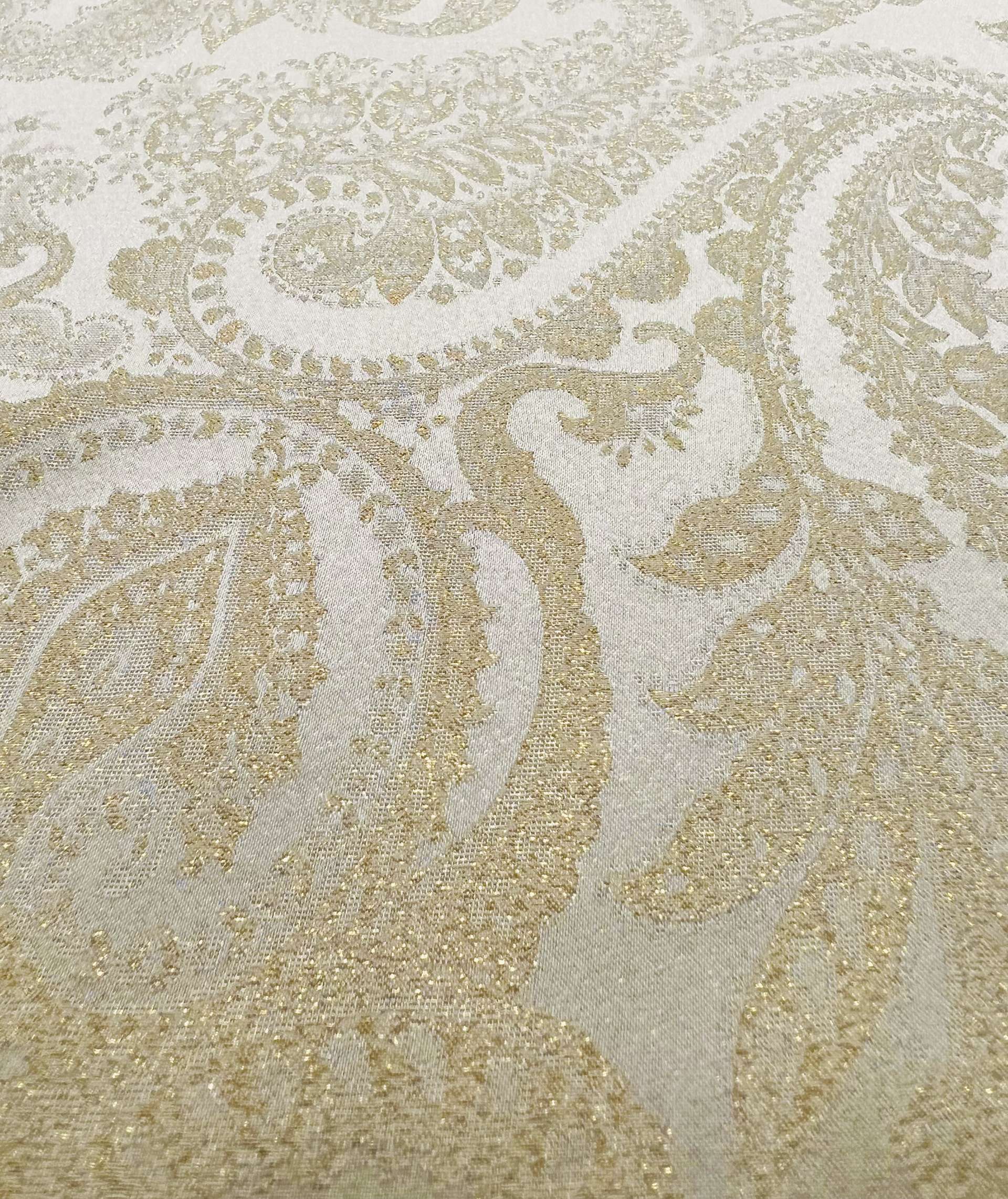 Silk Lamé Charmeuse Jacquard in Ivory & Gold