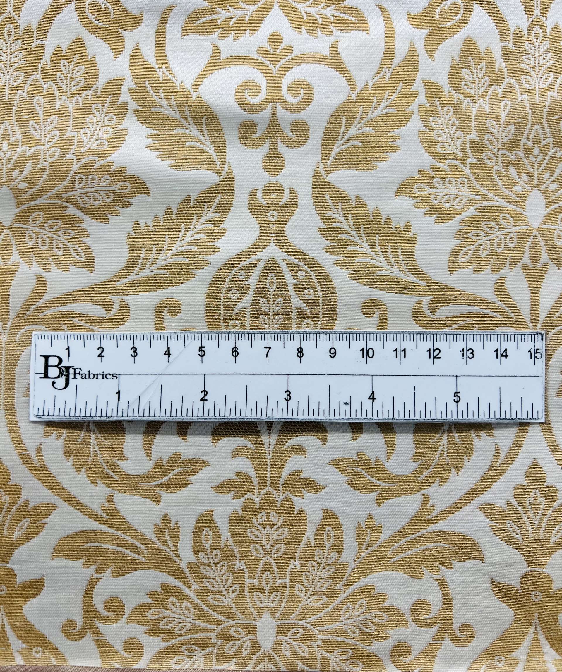 Metallic Large Floral Brocade in White Gold