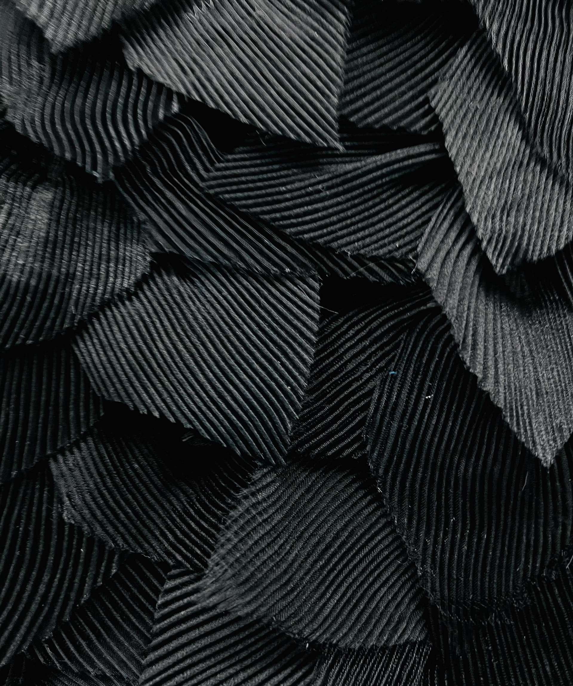 Tiered Pleated Organza Patels on Tulle in Black