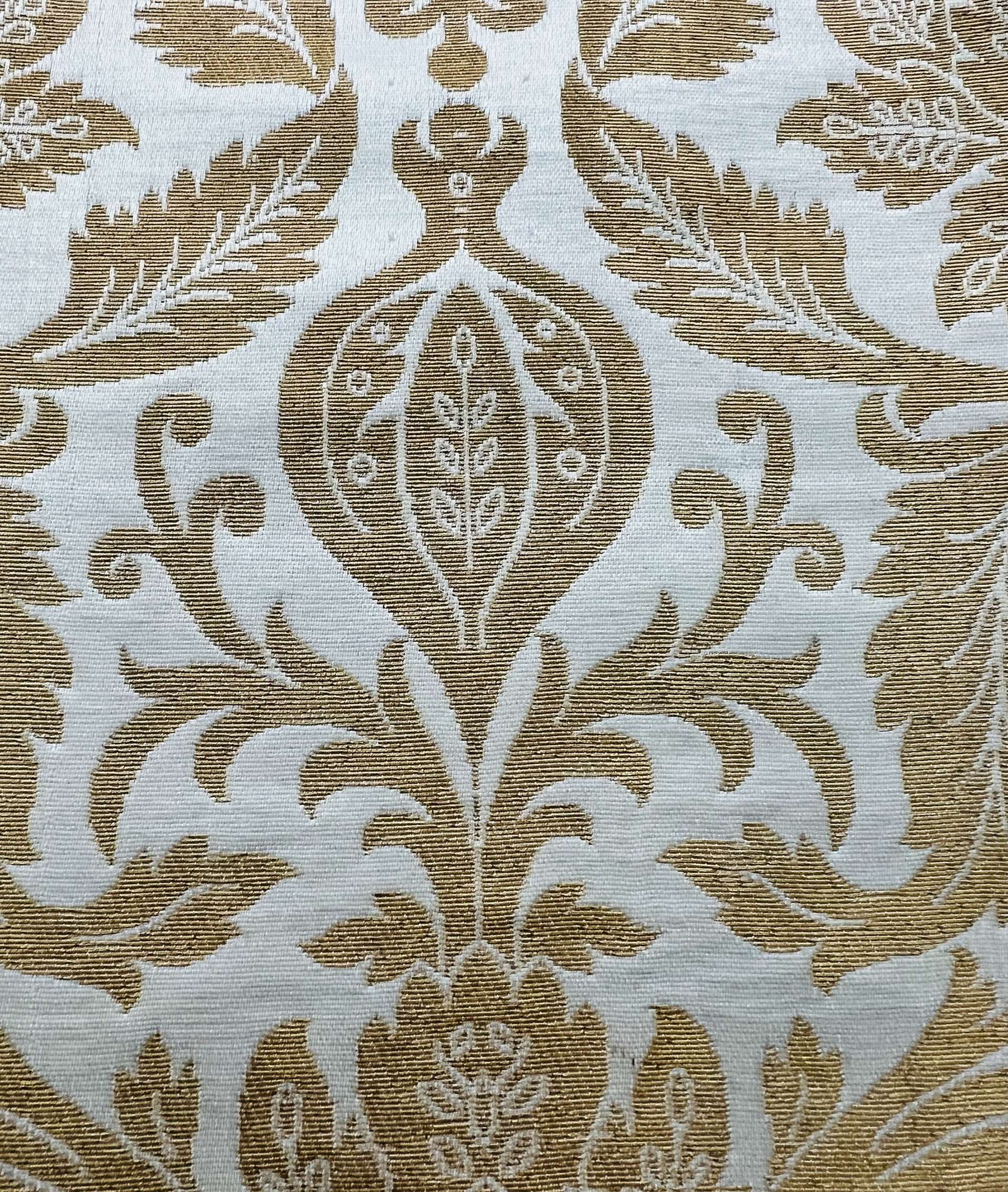 Metallic Large Floral Brocade in White Gold