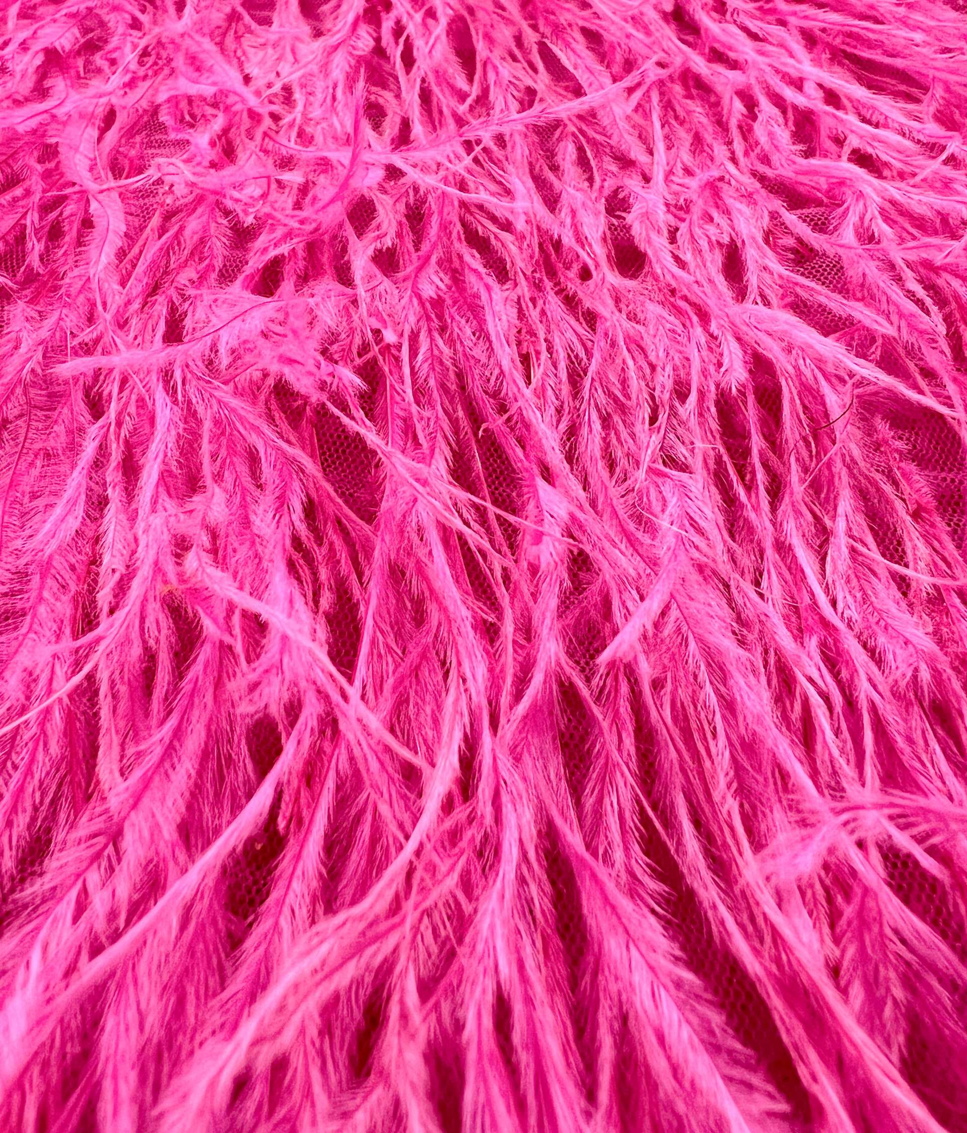 Hand Applied Ostrich Feather in Fuchsia 