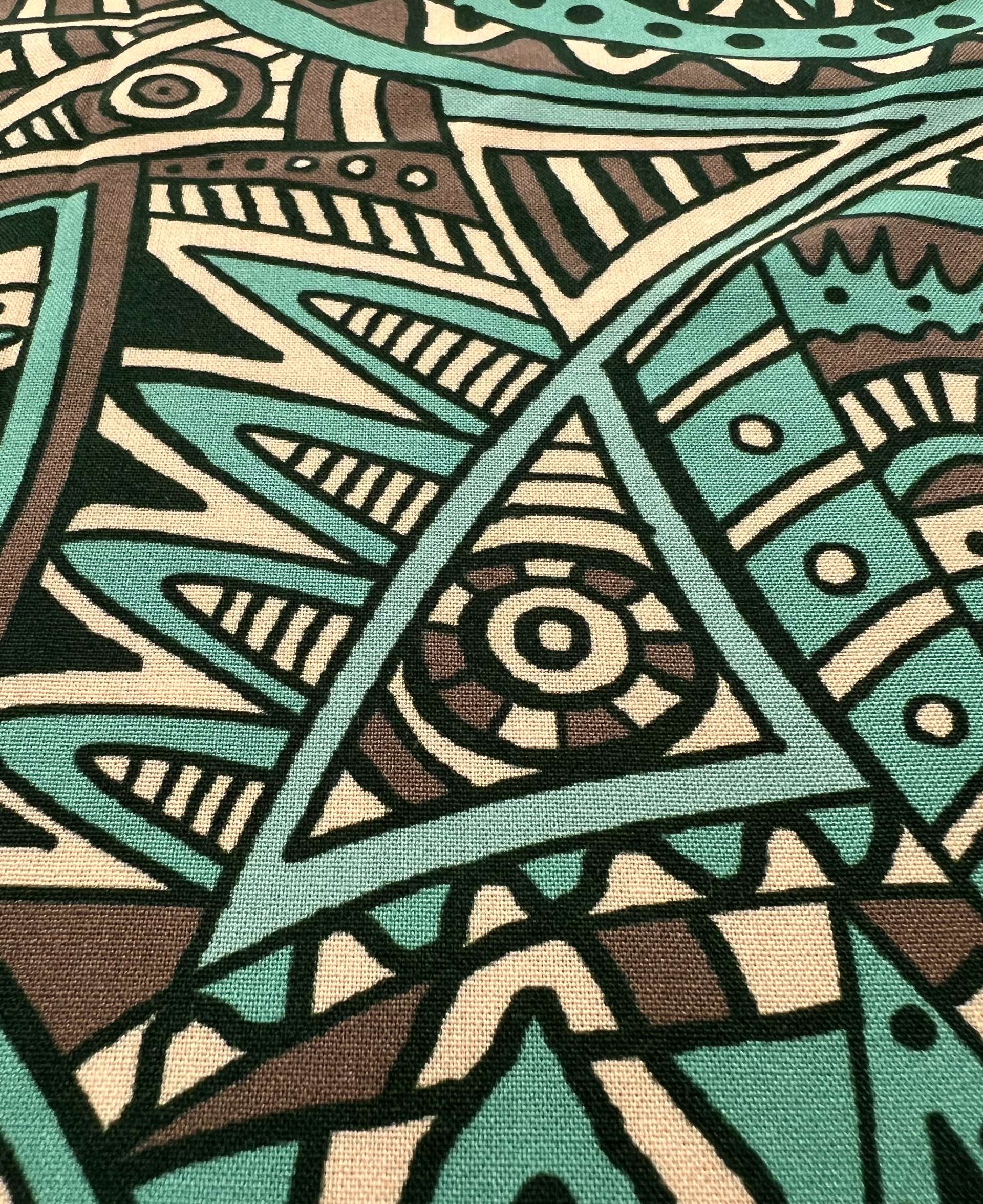 Printed Viscose Challis in Seafoam/Taupe/Black/Cream