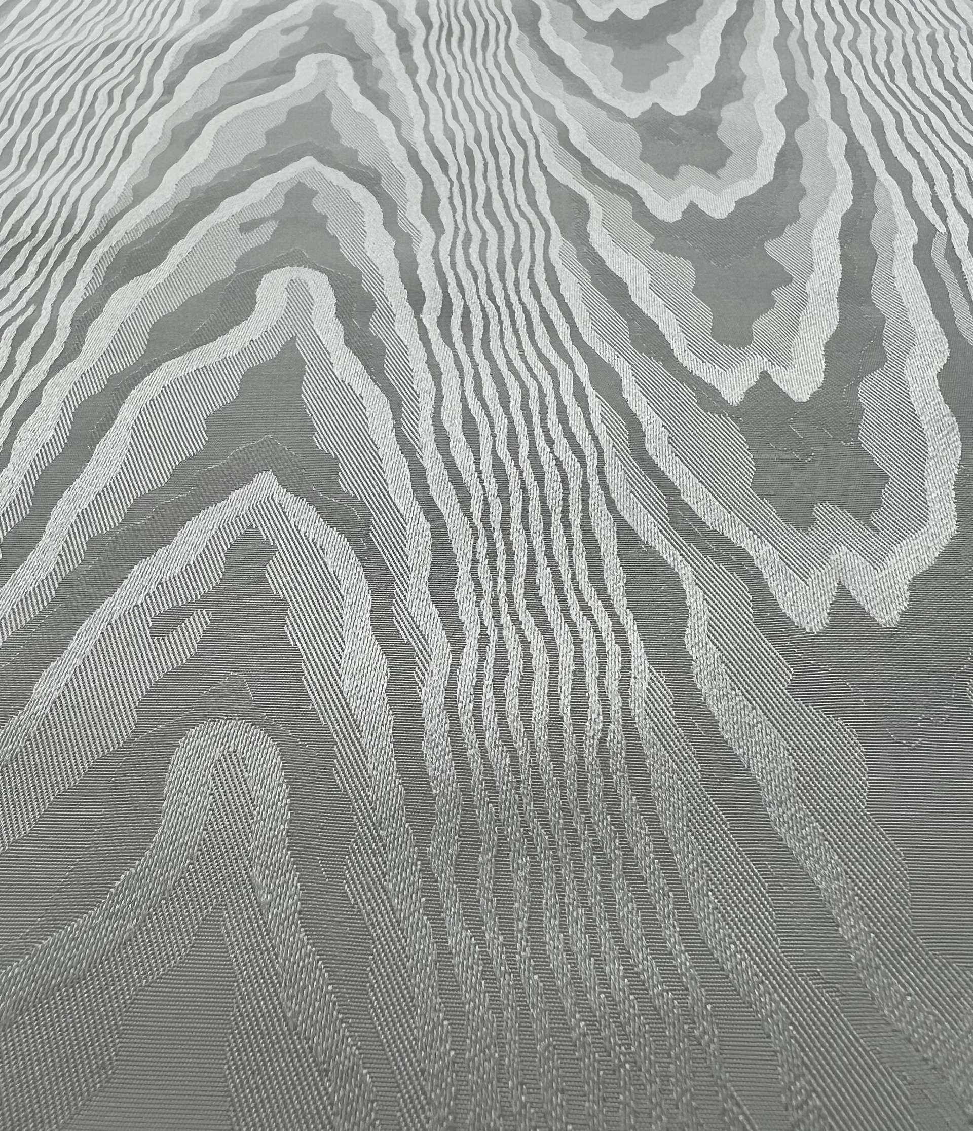 Pure Silk Moirés Brocade in Silk White 