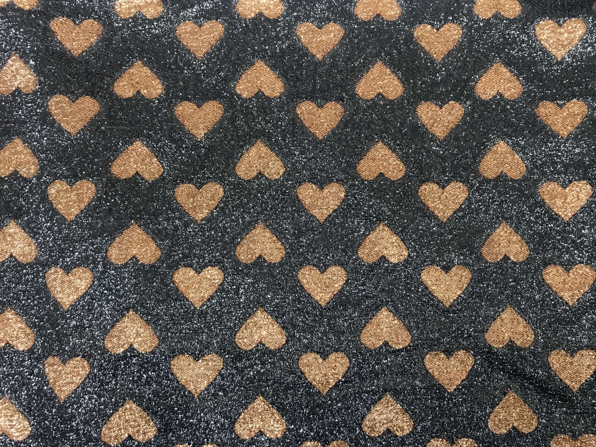 black metallic chiffon with brown hearts