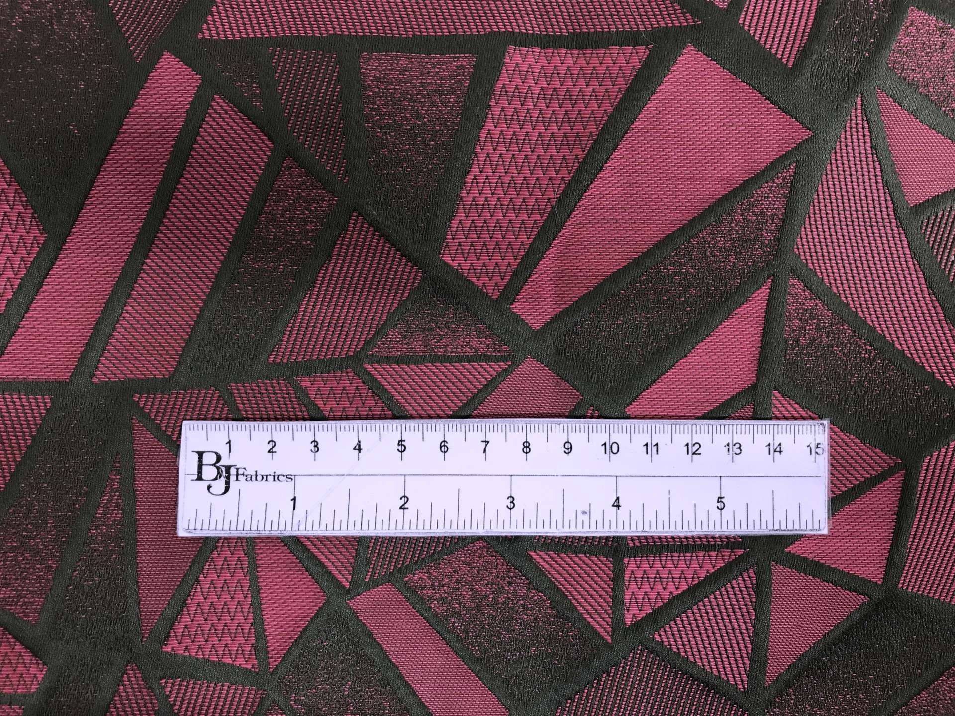 Italian Cotton Brocade with Abstract Spiderwebs with ruler to show scale