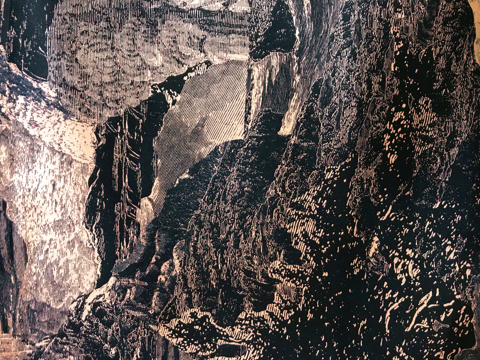 Printed Silk Twill with Large Mountainscape