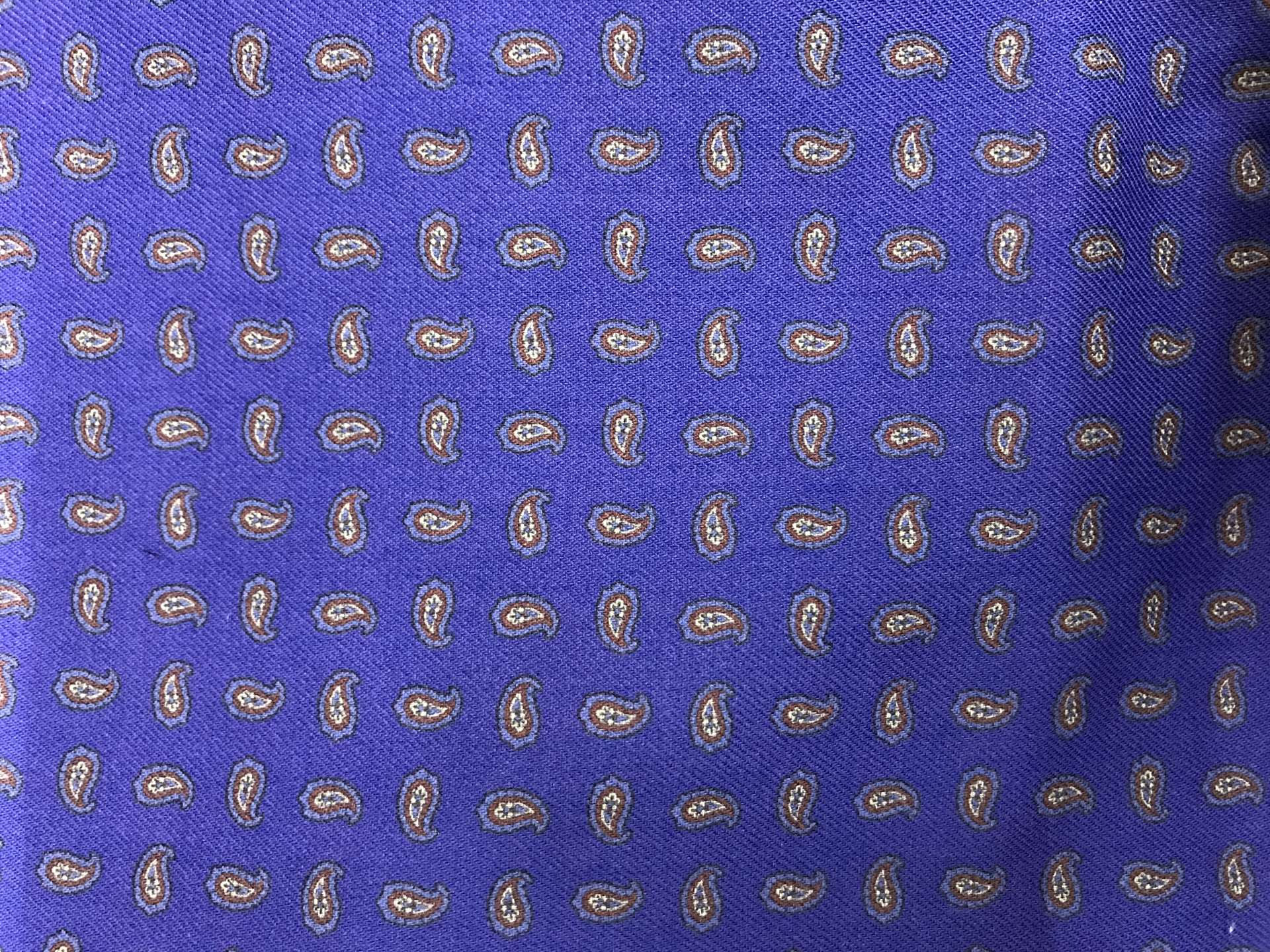 Italian Cobalt Wool Challis with Small Paisleys