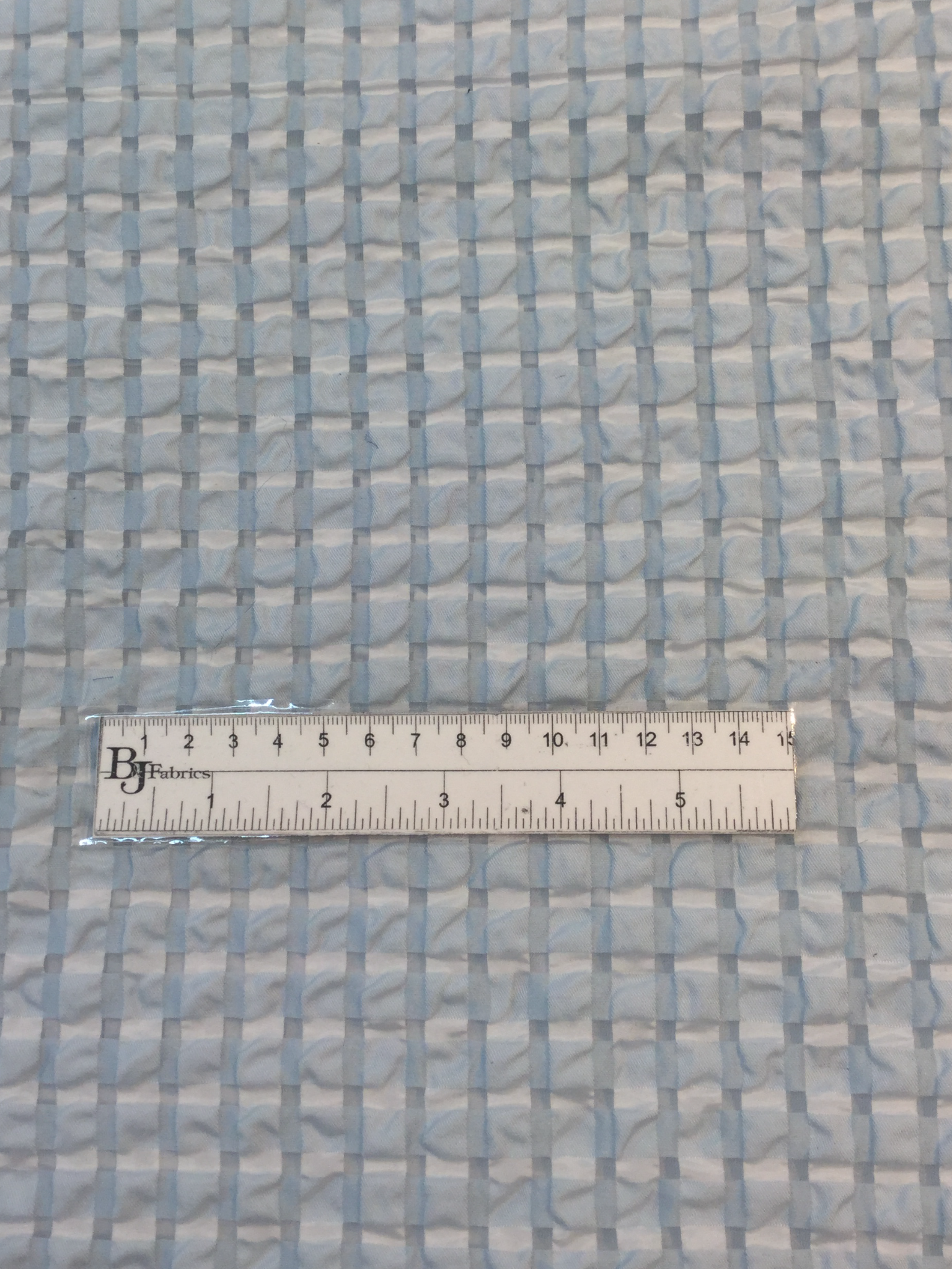 Seersucker Organza in Baby Blue/White