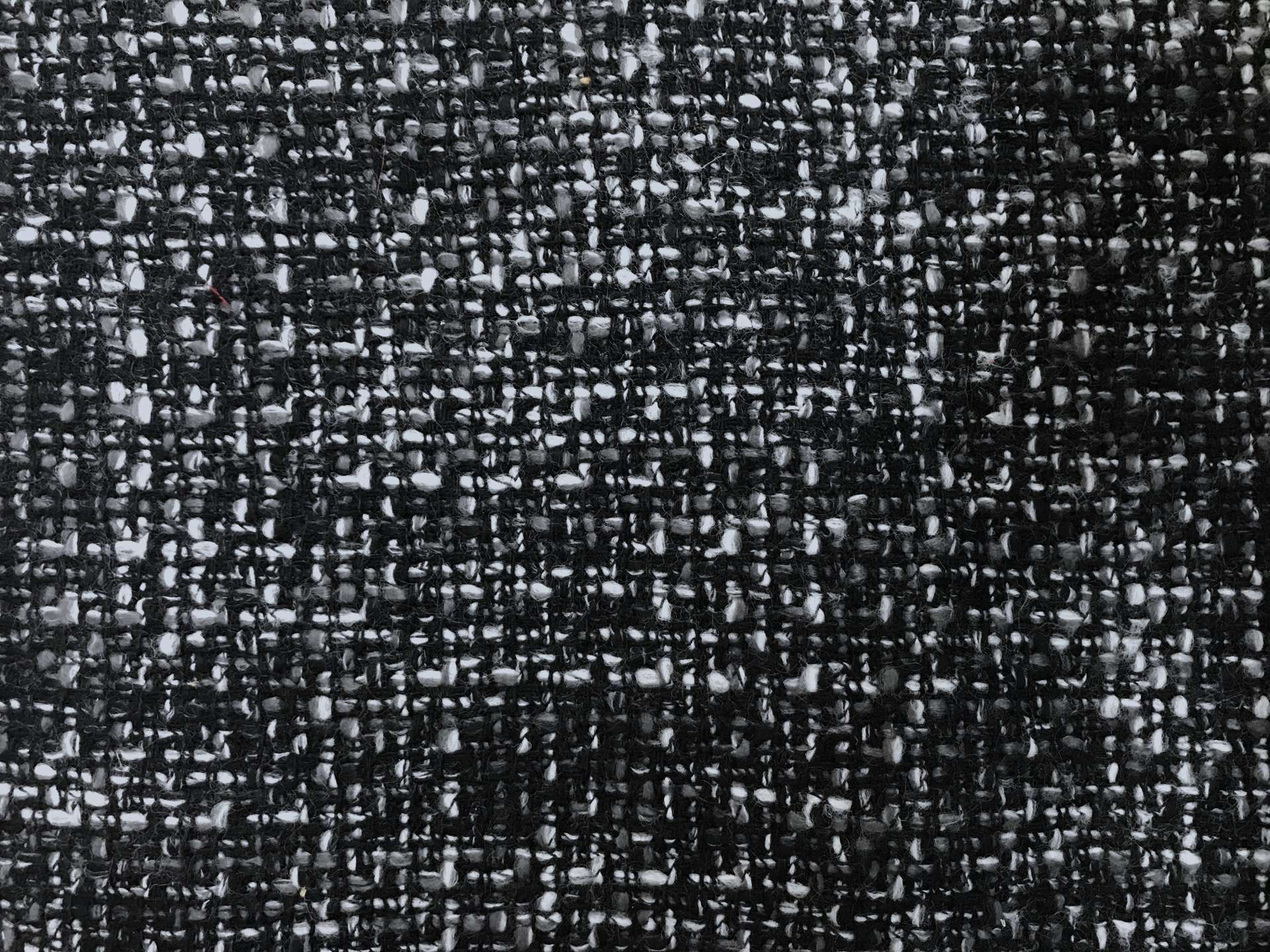 Italian Wool and Polyester Tweed and Black and Grey