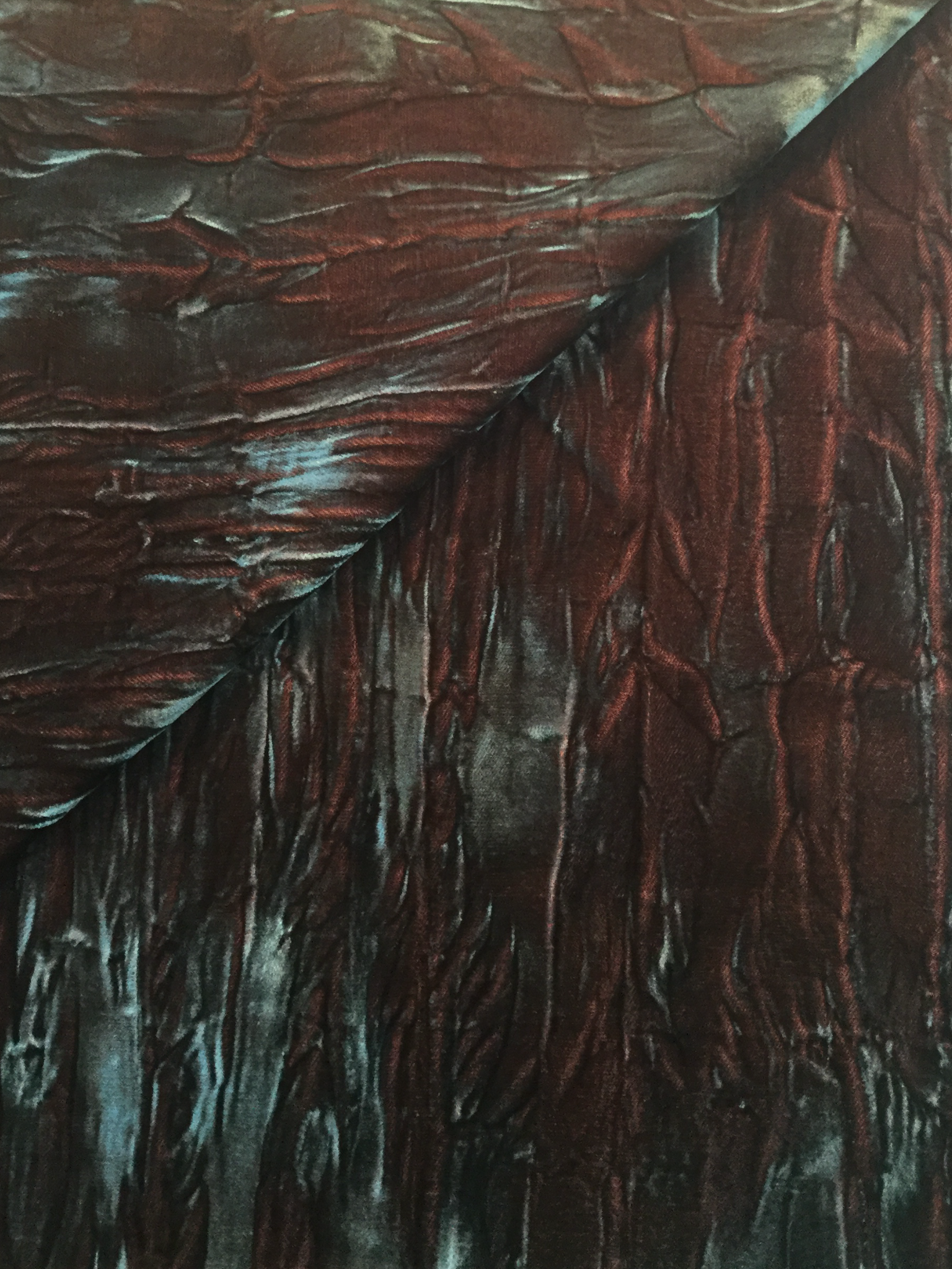 Iridescent Crushed Rayon Velvet in Smokey Red