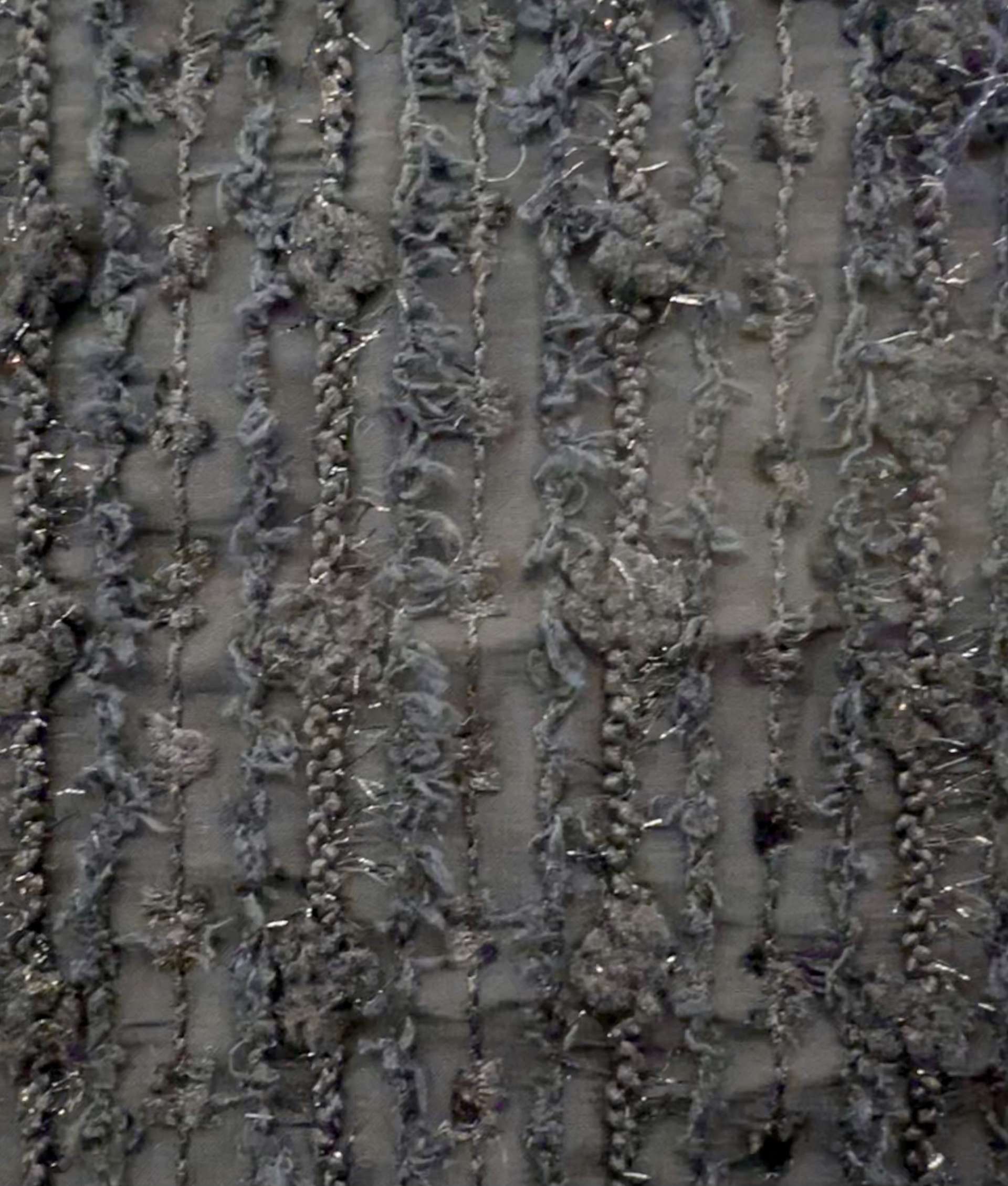 Chenille with Lurex on Polyester Chiffon in Black