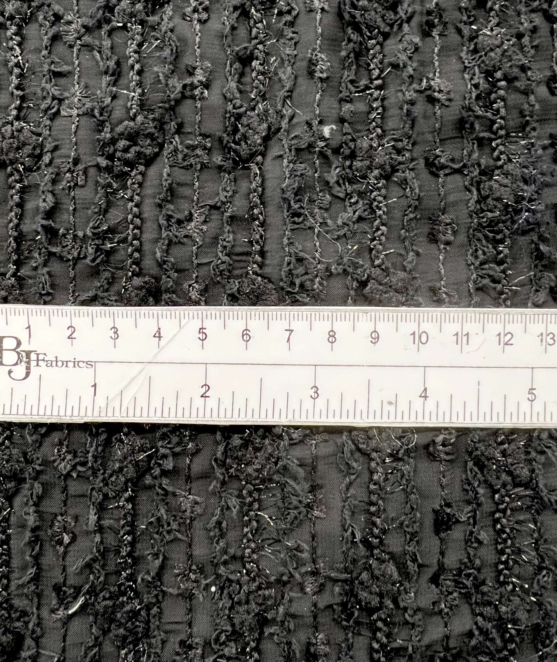 Chenille with Lurex on Polyester Chiffon in Black