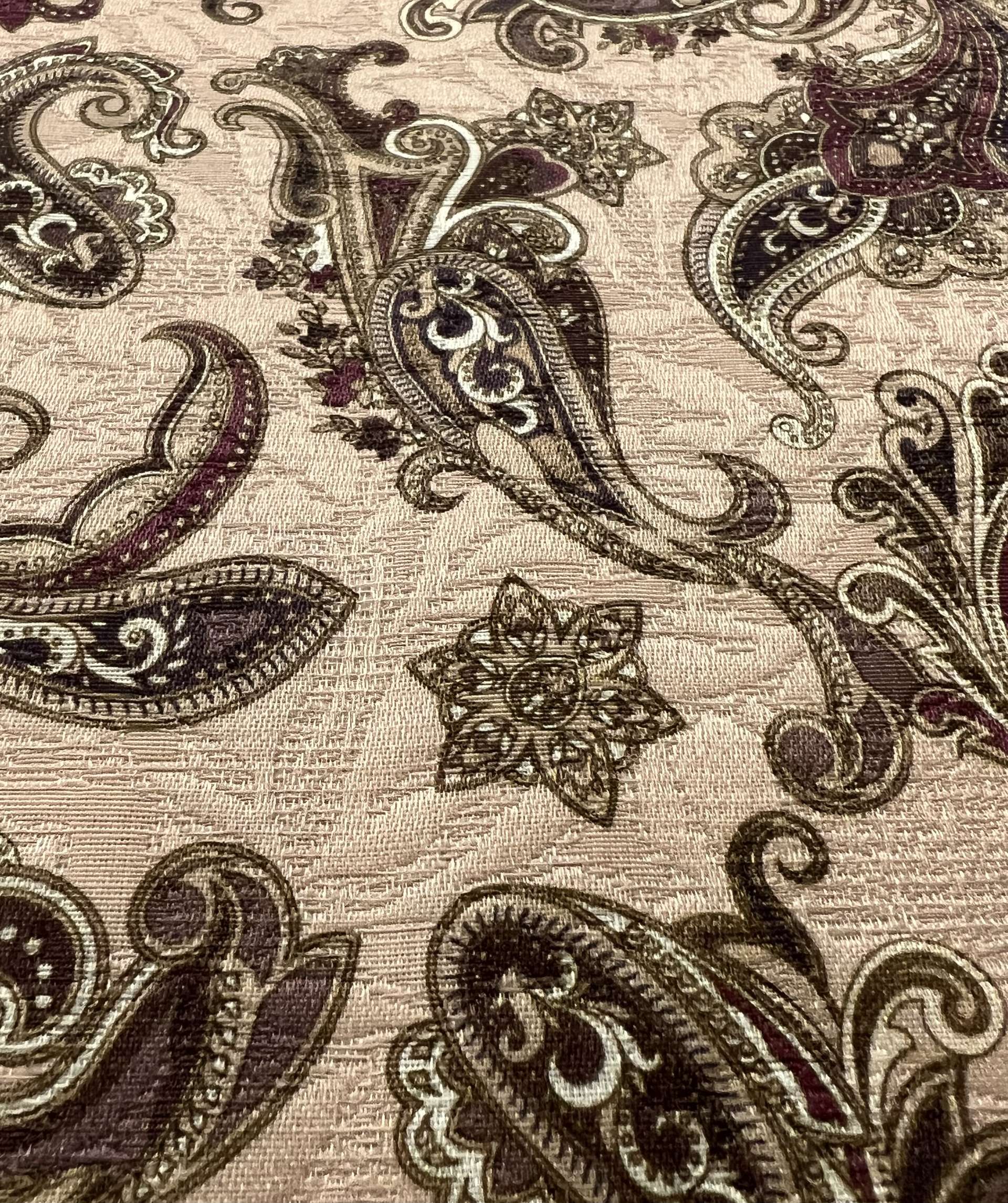 Italian Silk & Wool Mattelasse with a Blush Paisley Print