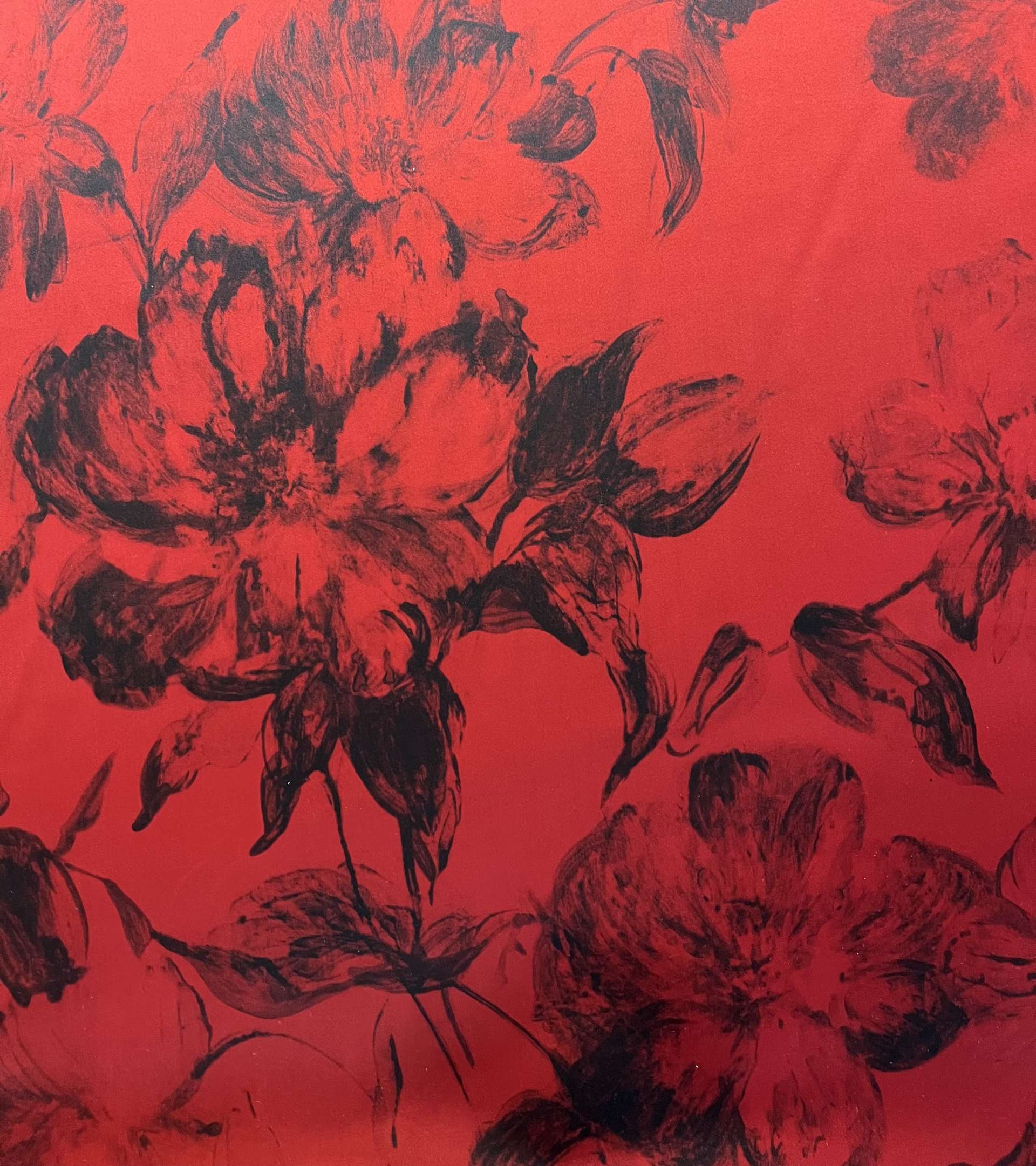 Made in Italy Printed Pure Silk Duchess Satin in Ruby