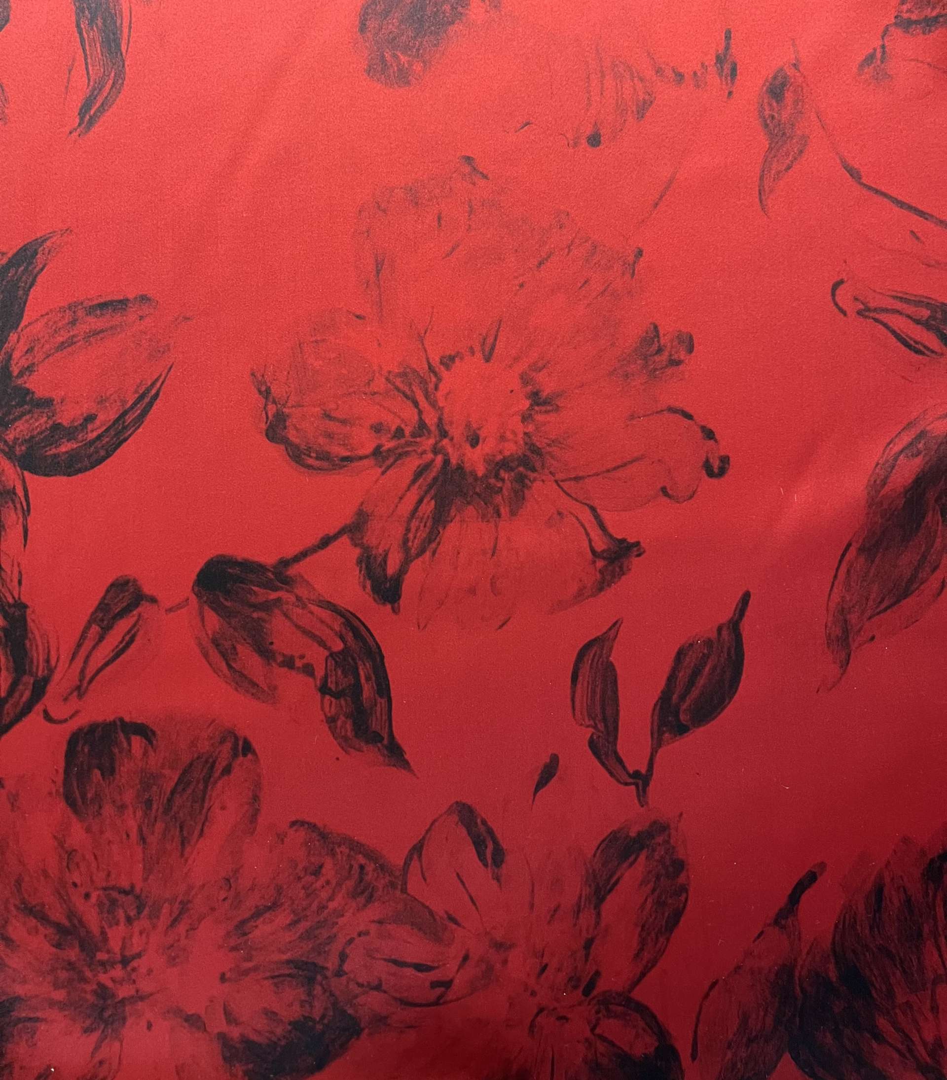 Made in Italy Printed Pure Silk Duchess Satin in Ruby