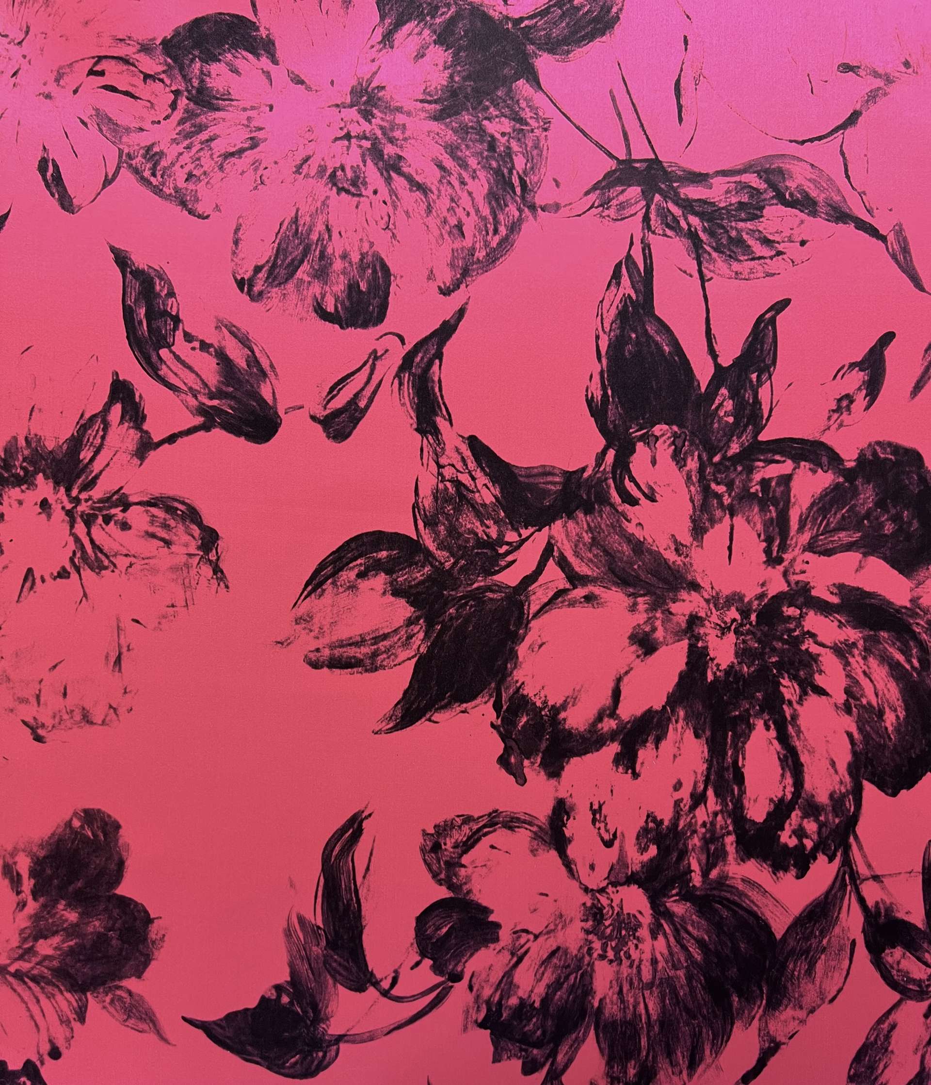 Made in Italy Printed Pure Silk Duchess Satin in Fuschia