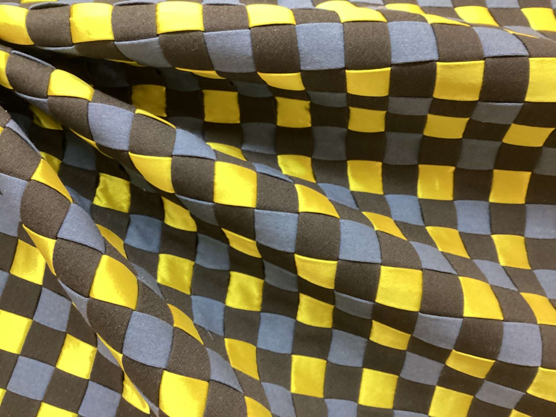 Basket Woven Novelty in Chartreuse, Aegean & Black