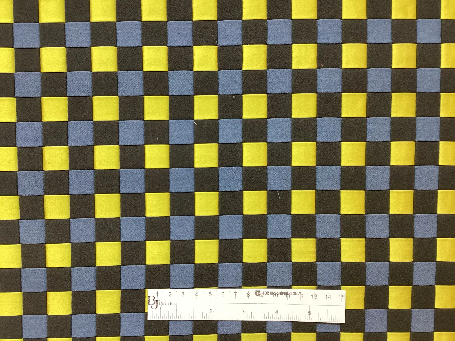 Basket Woven Novelty in Chartreuse, Aegean & Black