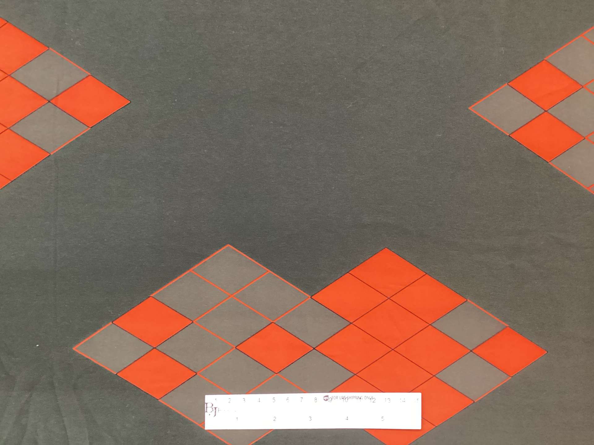 100% Washed Silk Crepe De Chine Argyle Printed in Hunter Green Ground with Orange 