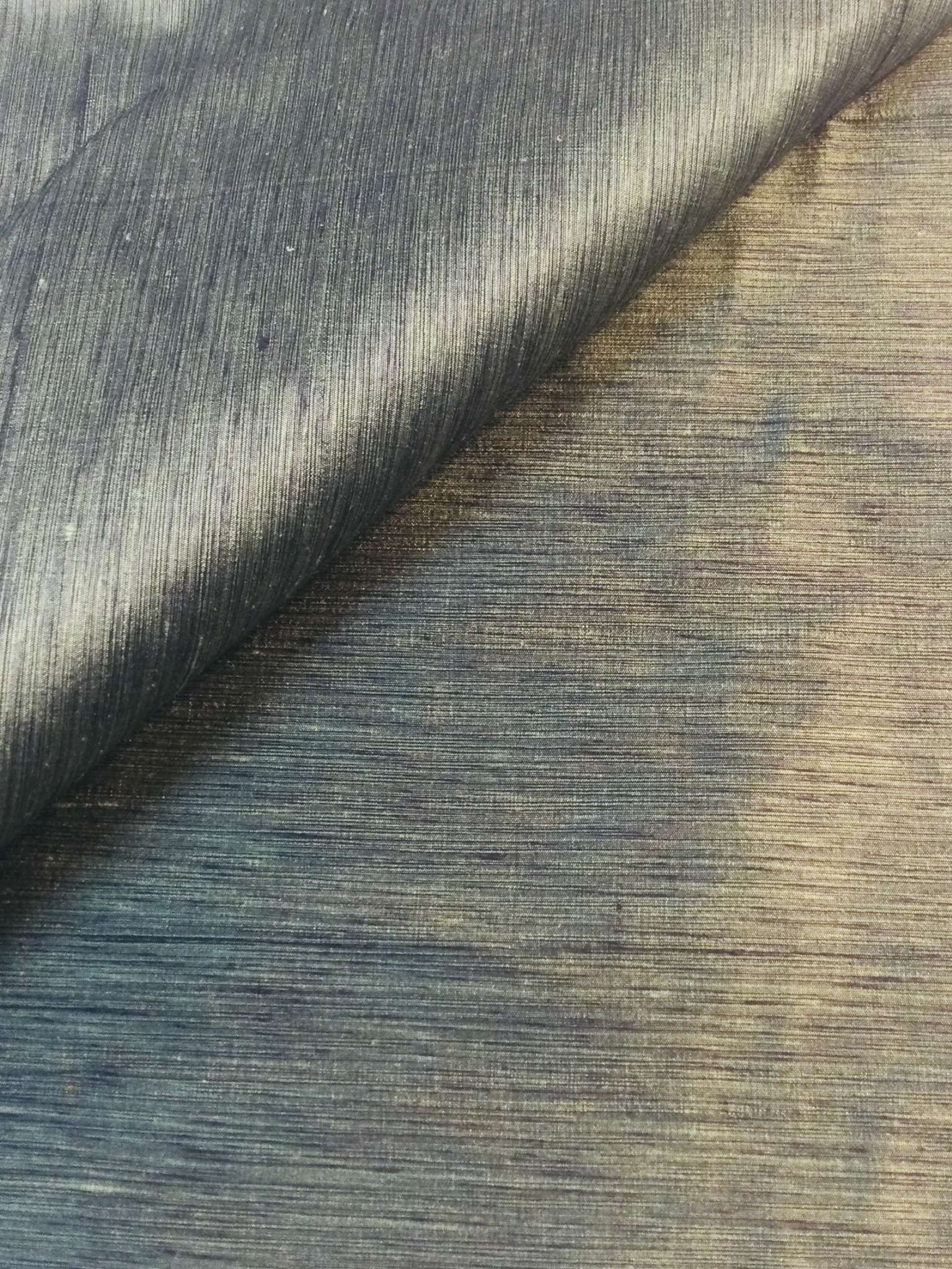 Heathered Silk Shantung in Green/Black