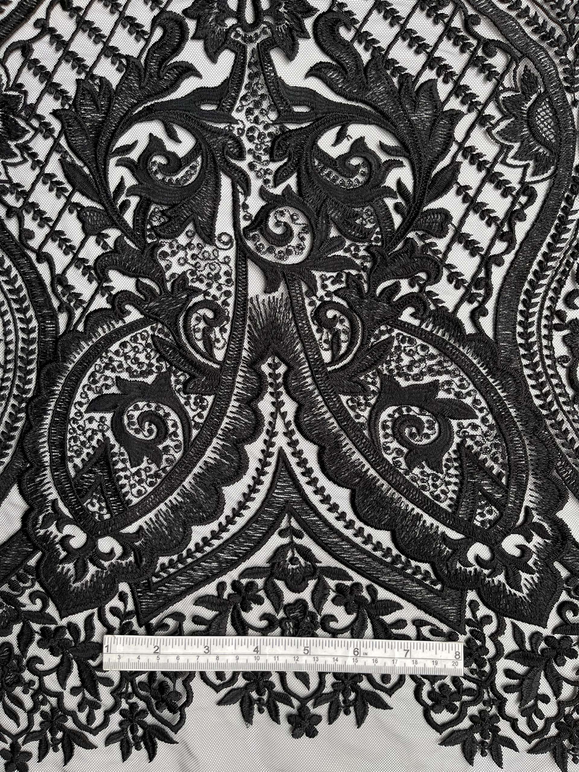 Embroidered Tulle in Black