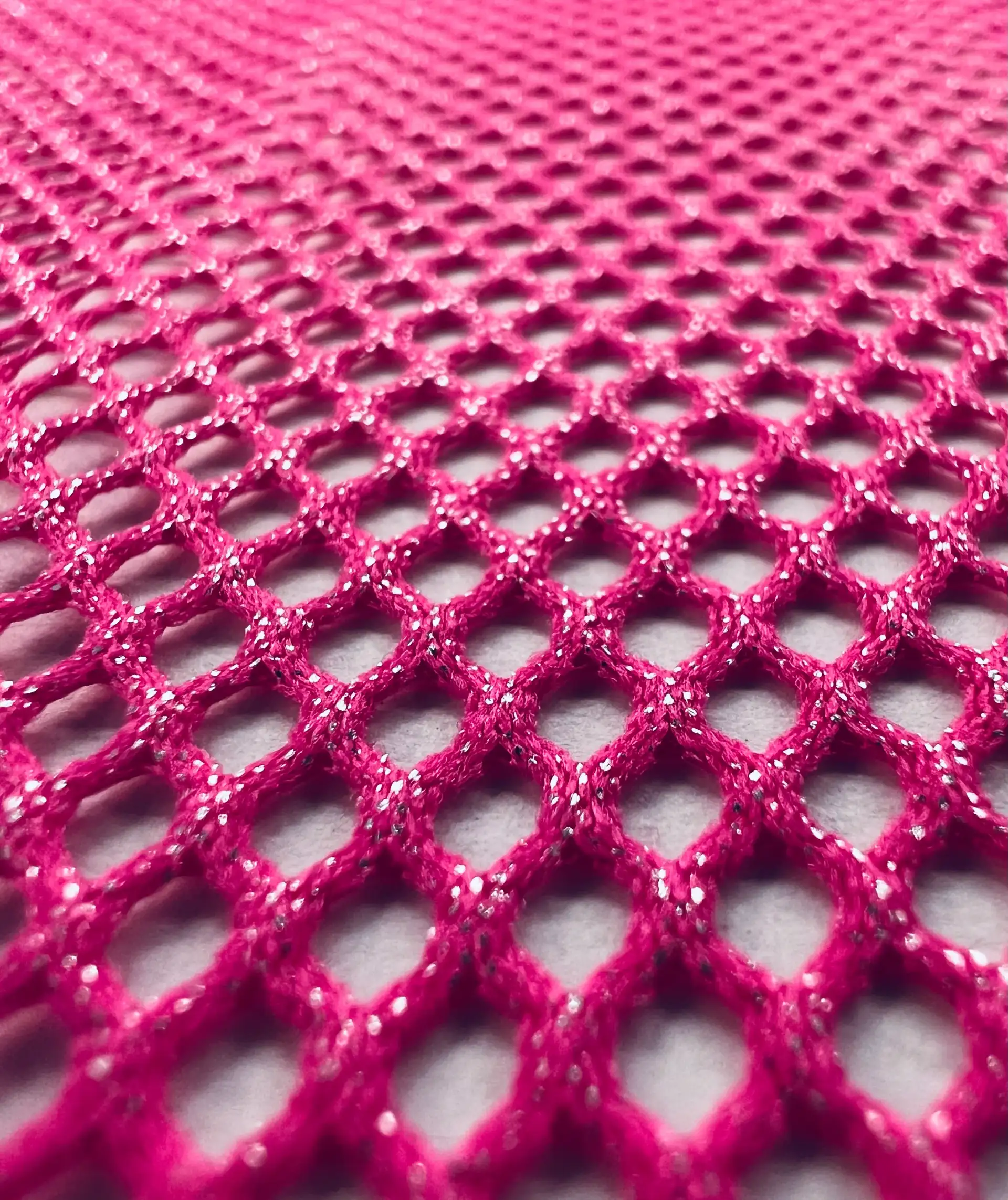 Metallic Silver Foiled Mesh in Bubble Gum Pink