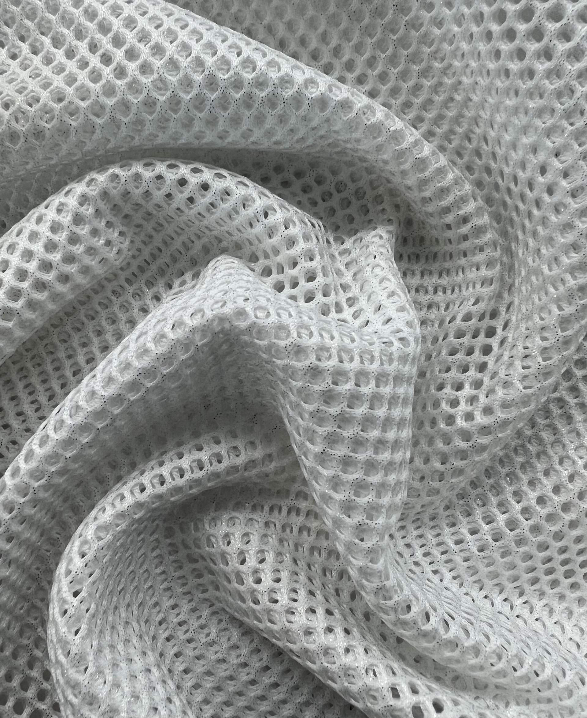 Metallic Silver Foiled Mesh in White