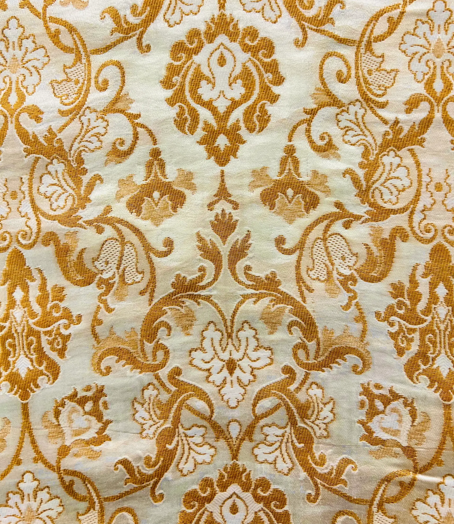 Metallic Brocade in White with Gold