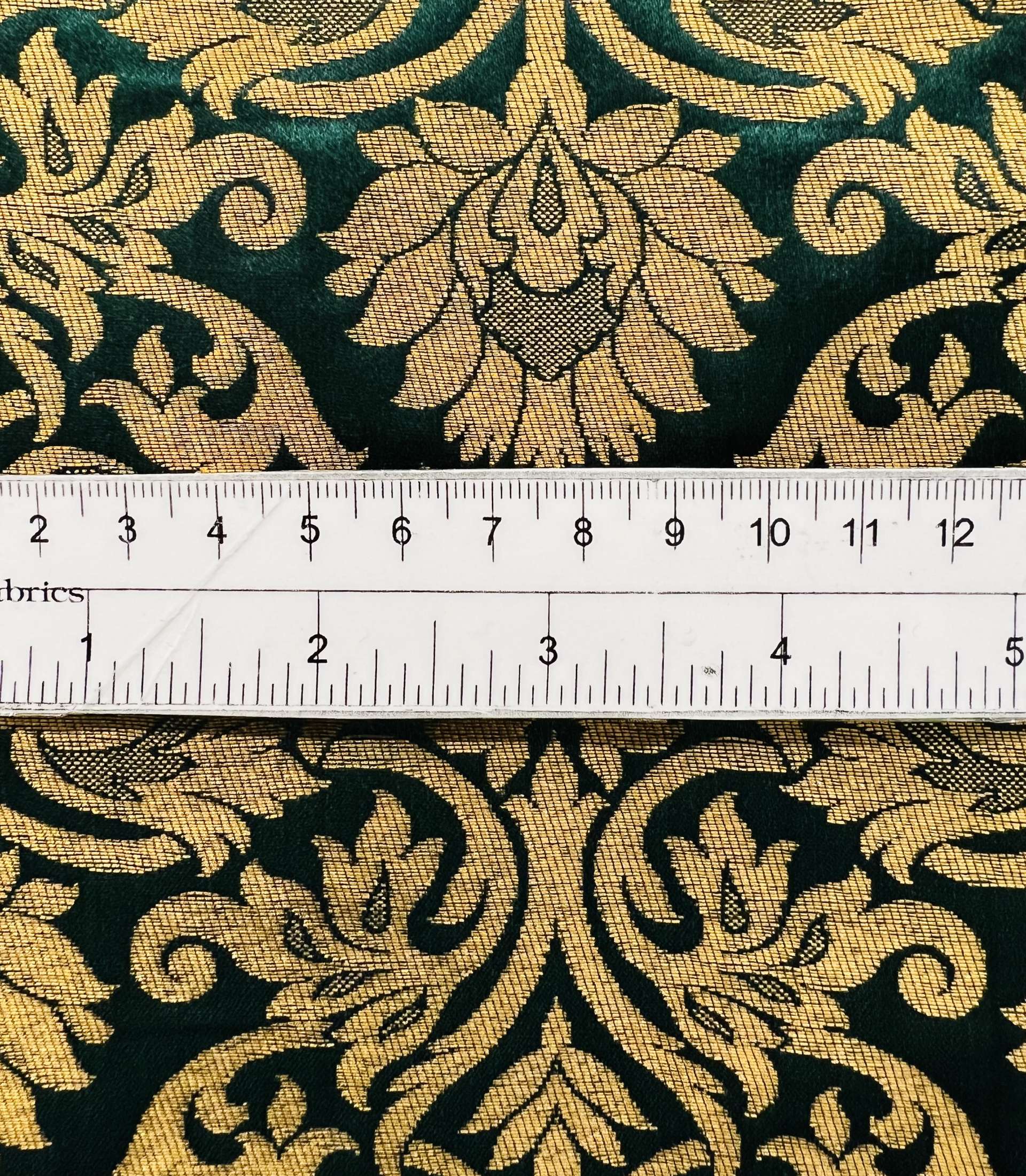 Metallic Brocade in Hunter Green & Gold