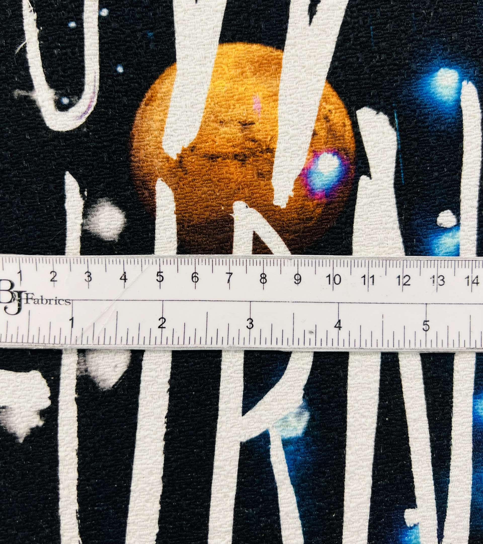Planetary Motif Print on Heavy Textured Cotton  
